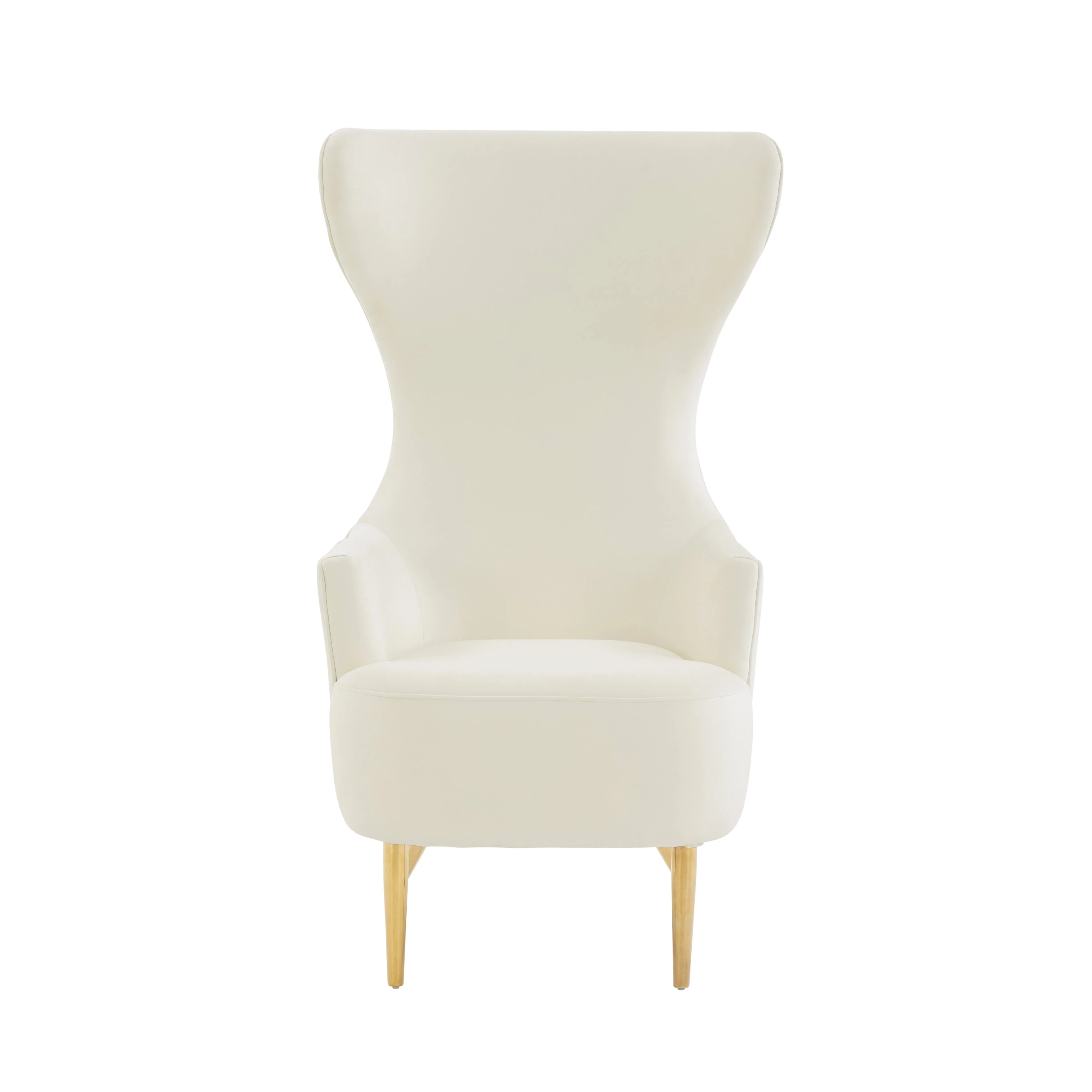 Arabelle Cream Velvet Channel Tufted Wingback Chair - Image 3