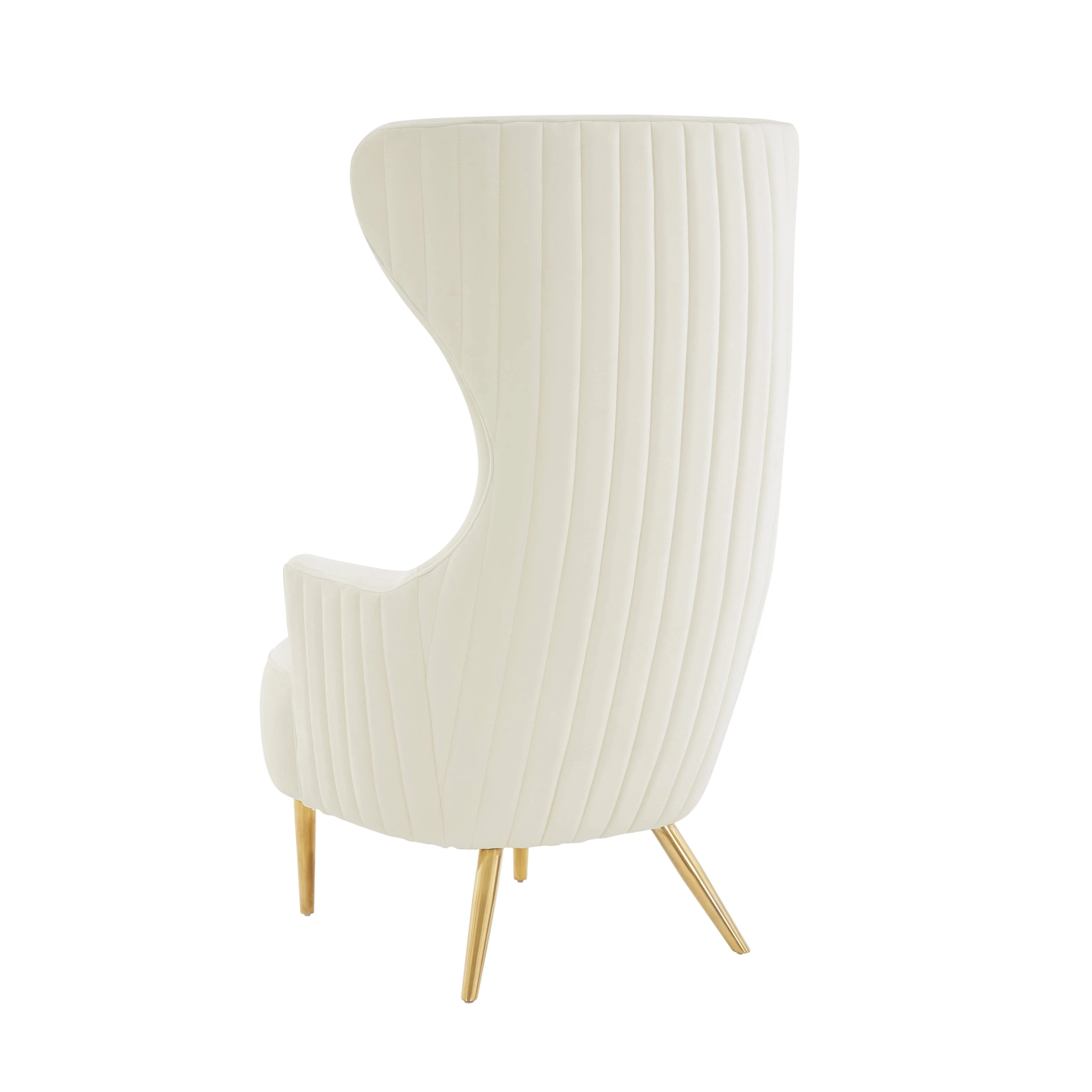 Arabelle Cream Velvet Channel Tufted Wingback Chair - Image 5