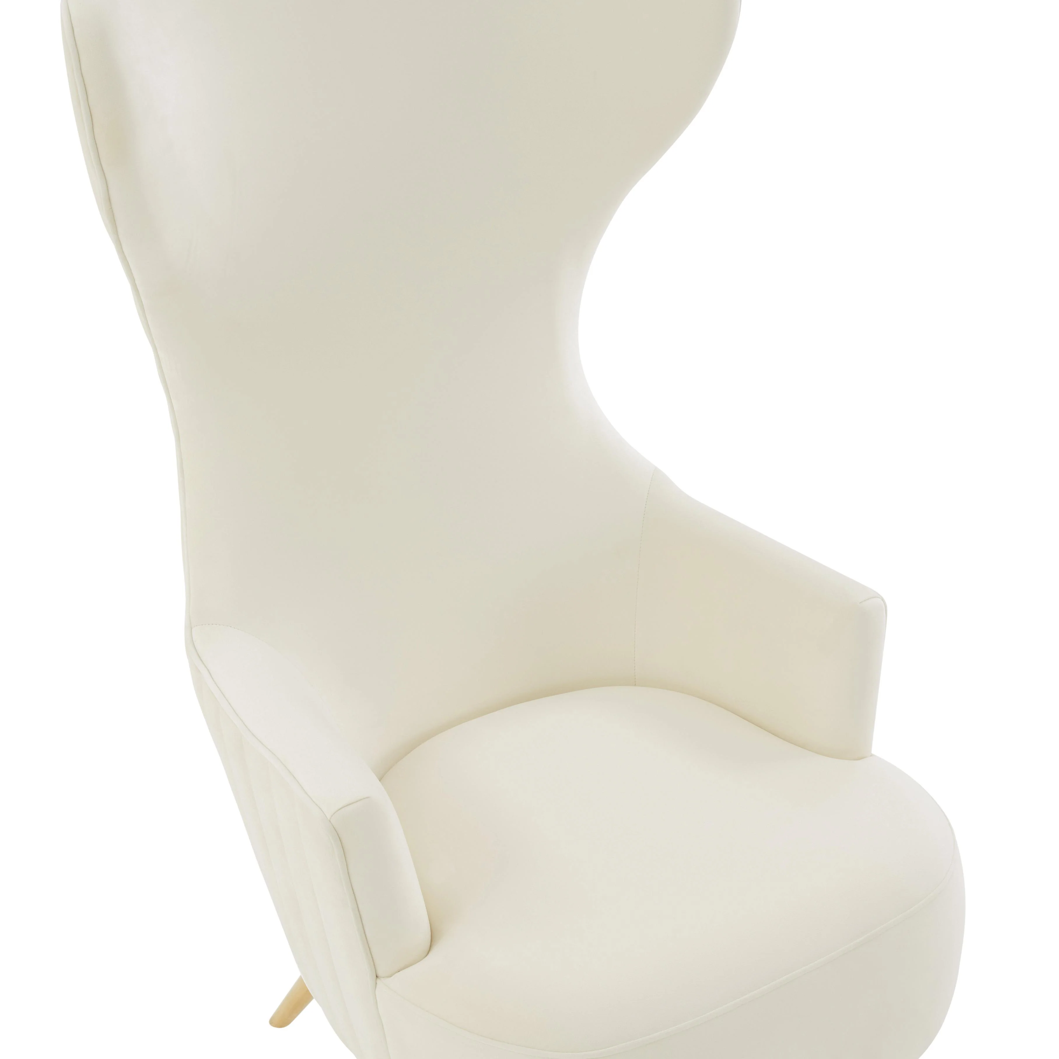 Arabelle Cream Velvet Channel Tufted Wingback Chair - Image 6