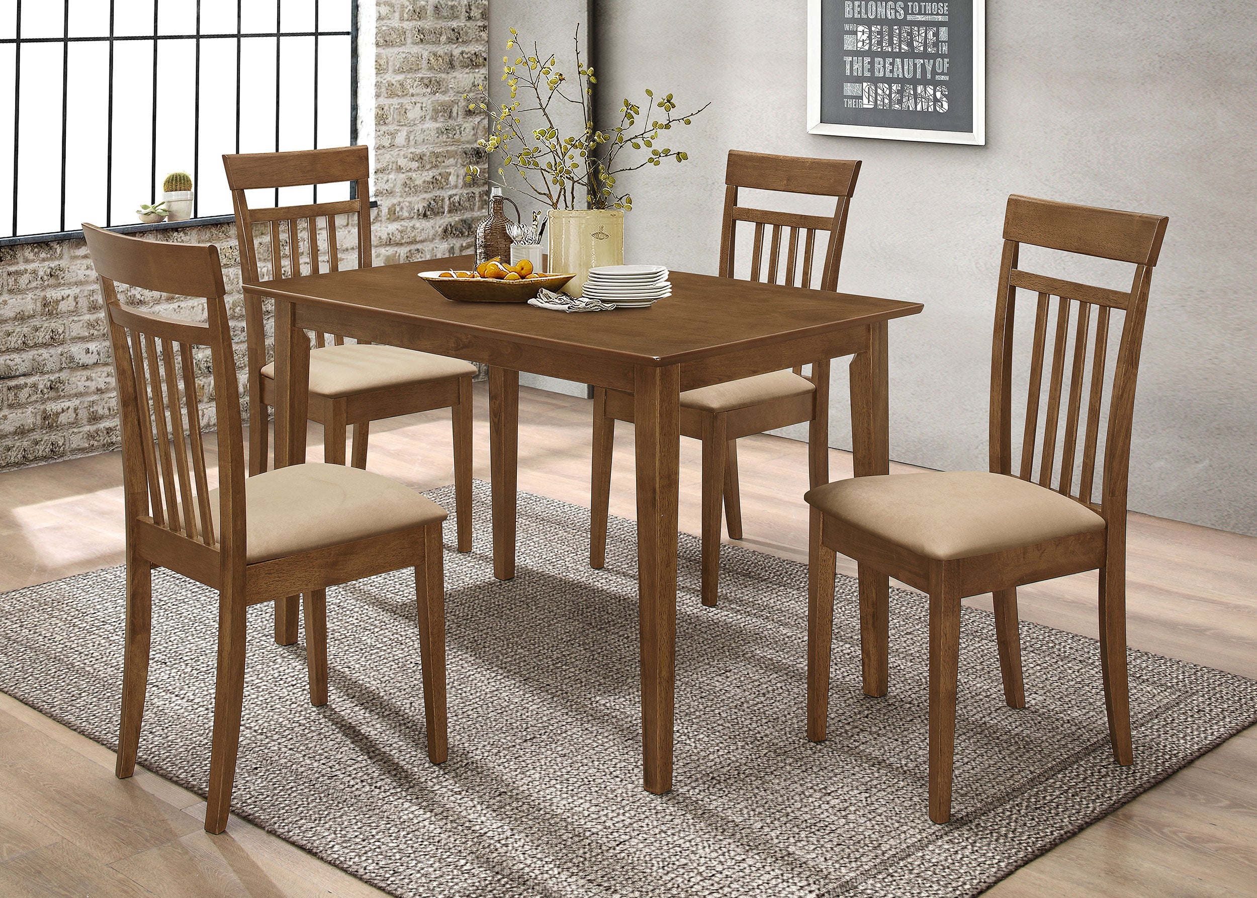 Aziel 5-piece Rectangular Dining Table Set ChestnutChestnut - Image 6
