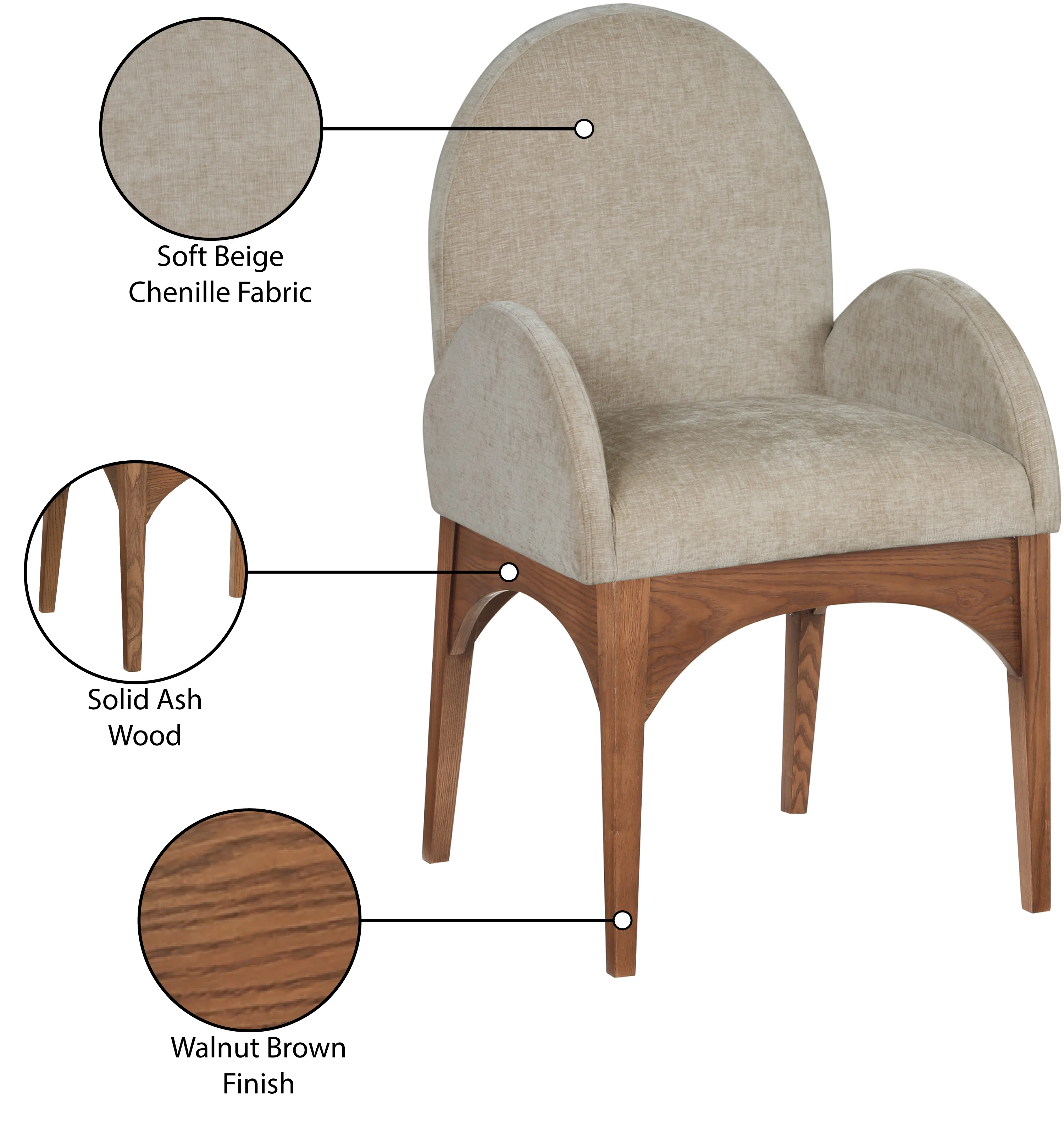 Brielle Beige Chenille Fabric Dining Chair AC - Image 19