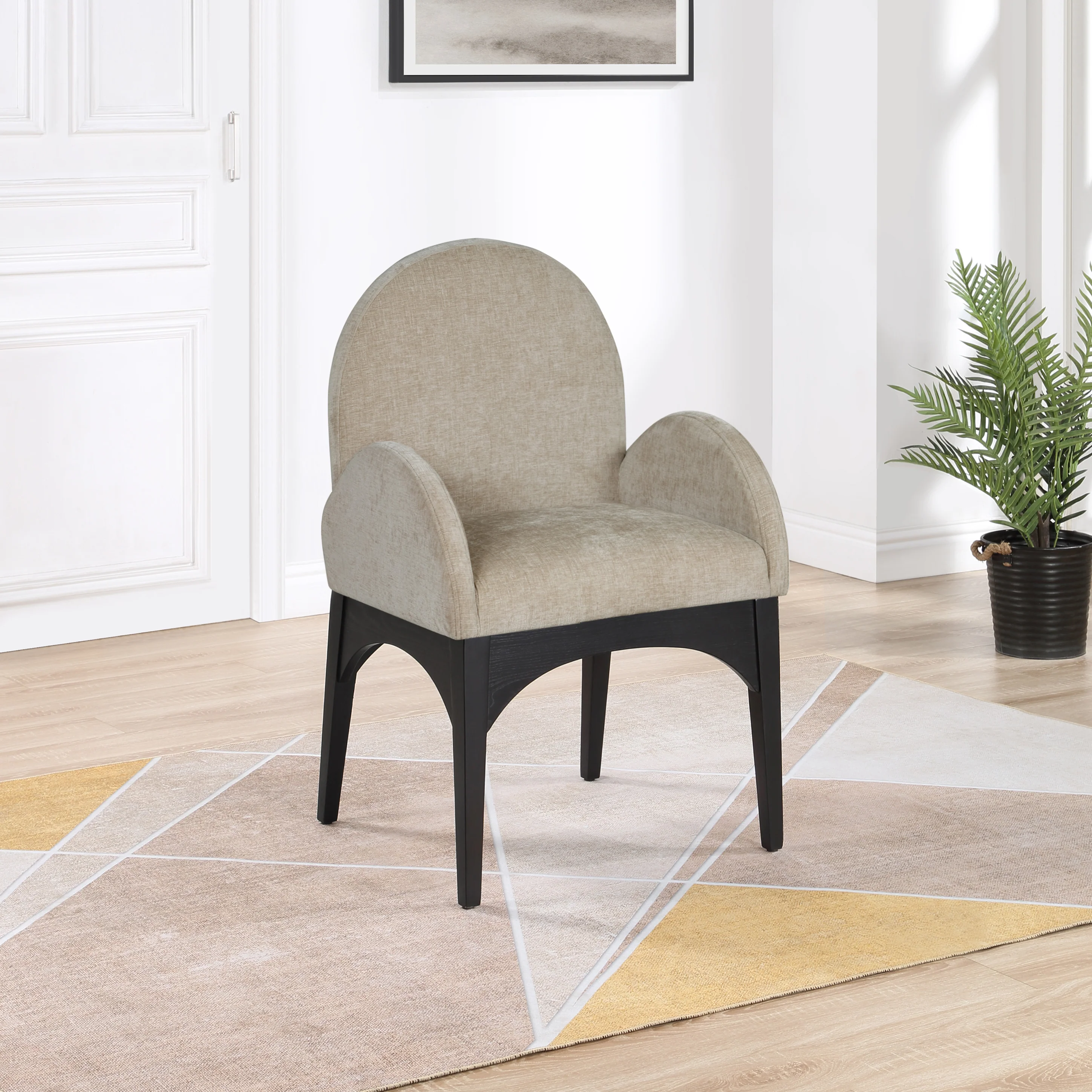 Brielle Beige Chenille Fabric Dining Chair AC - Image 8