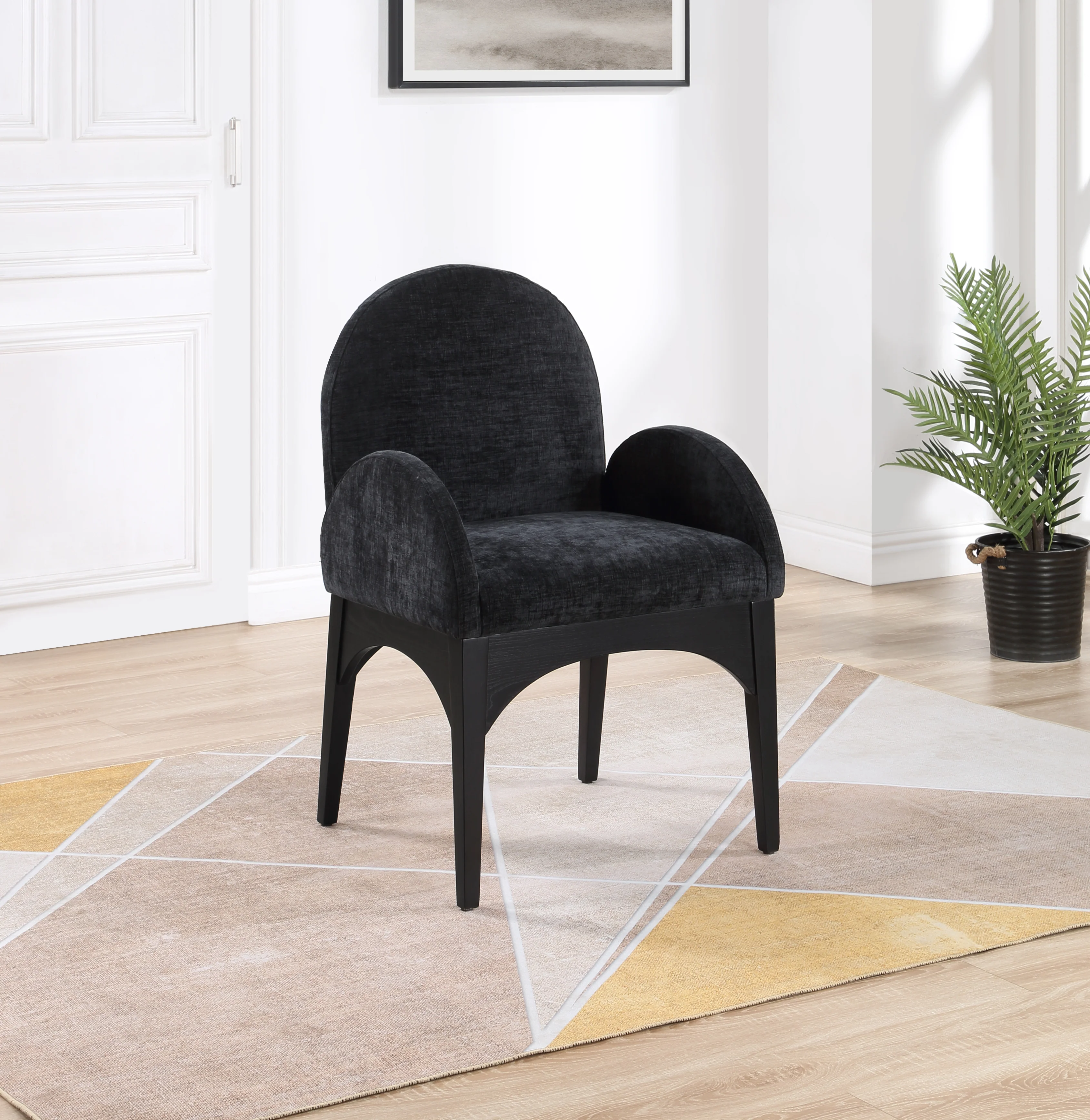 Brielle Black Chenille Fabric Dining Chair AC - Image 18