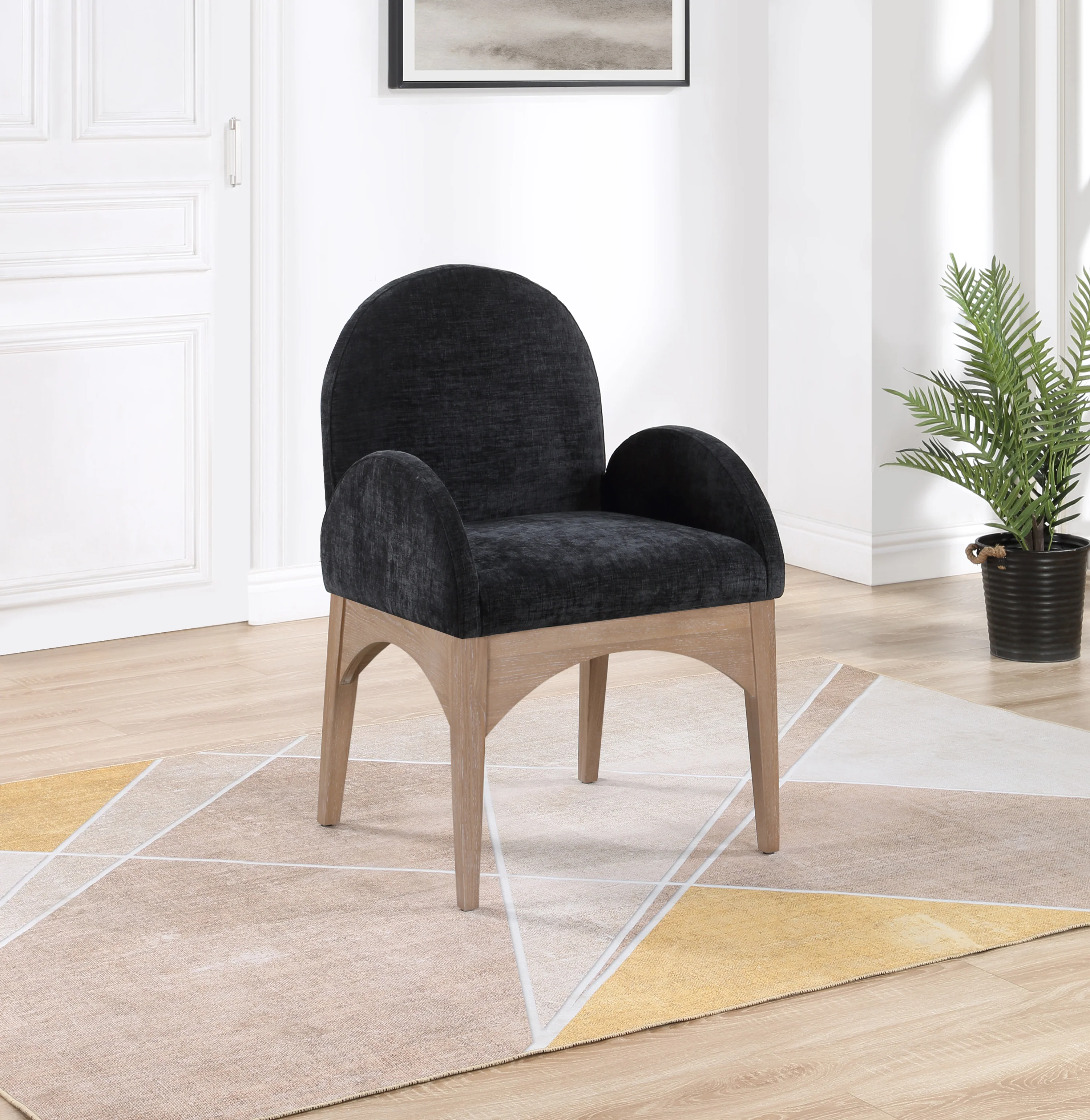 Brielle Black Chenille Fabric Dining Chair AC - Image 8