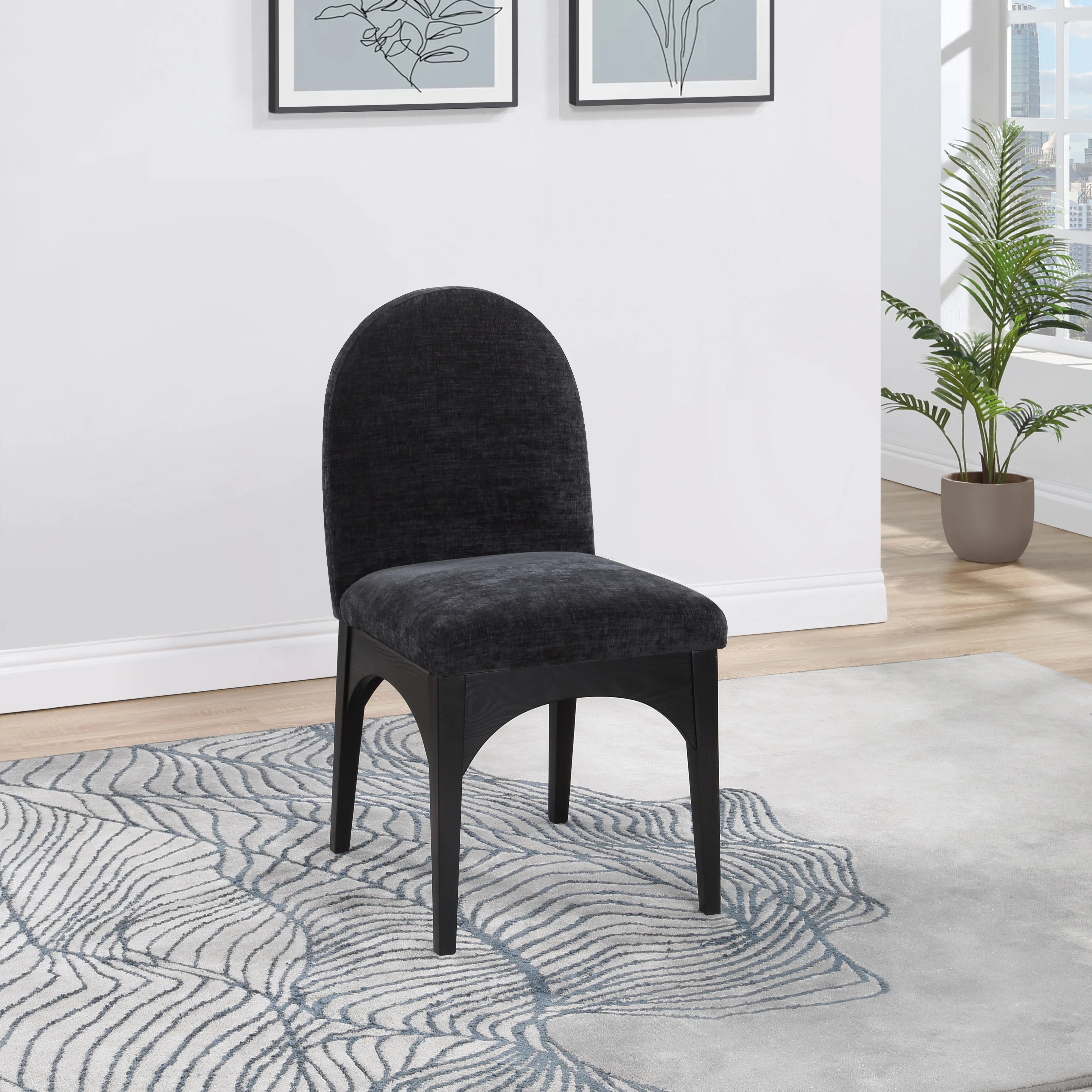 Brielle Black Chenille Fabric Dining Chair SC - Image 18