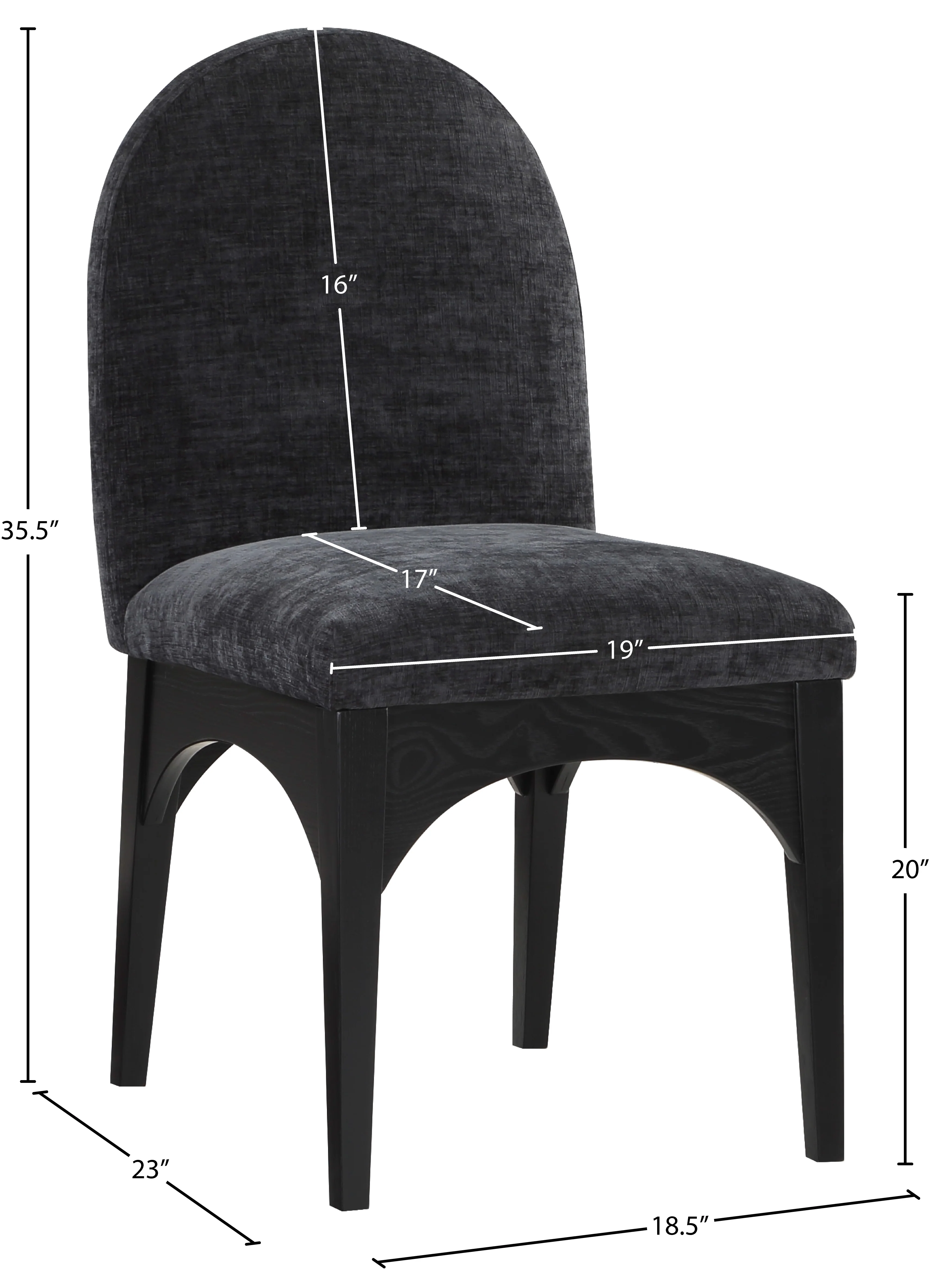 Brielle Black Chenille Fabric Dining Chair SC - Image 20
