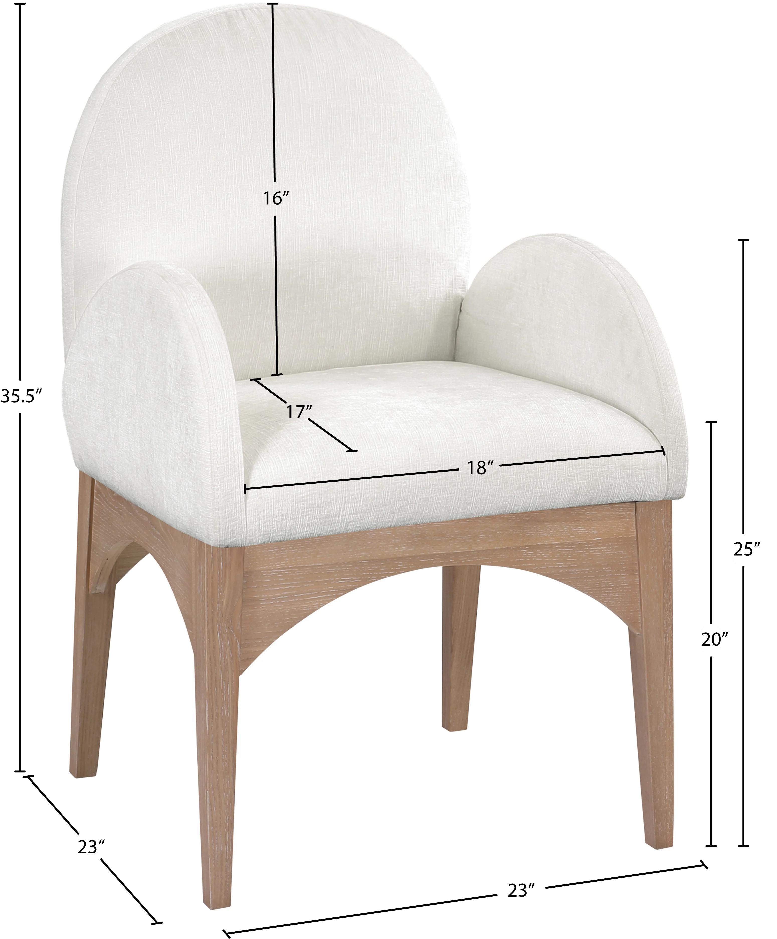 Brielle Cream Chenille Fabric Dining Chair AC - Image 10