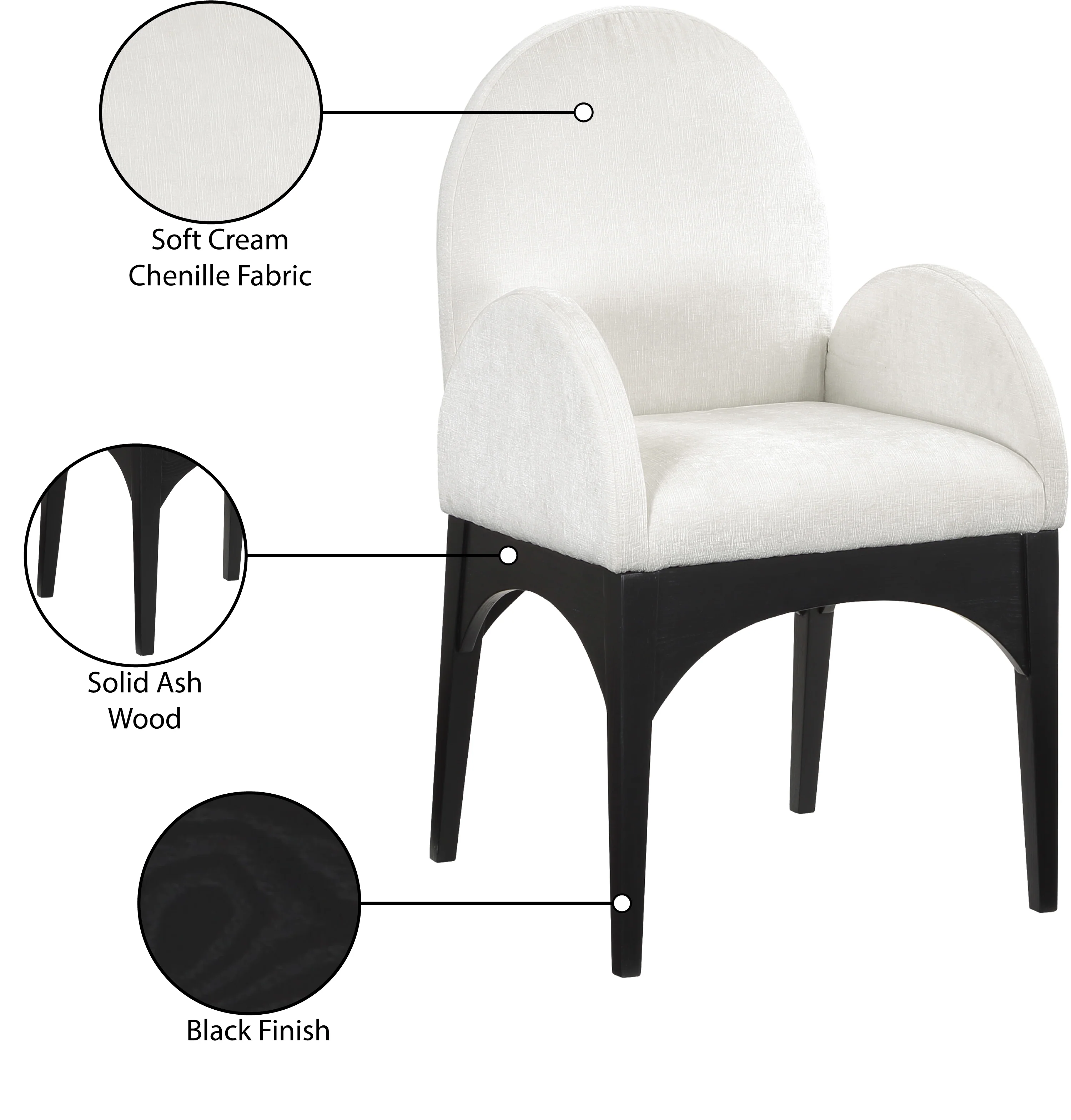 Brielle Cream Chenille Fabric Dining Chair AC - Image 19