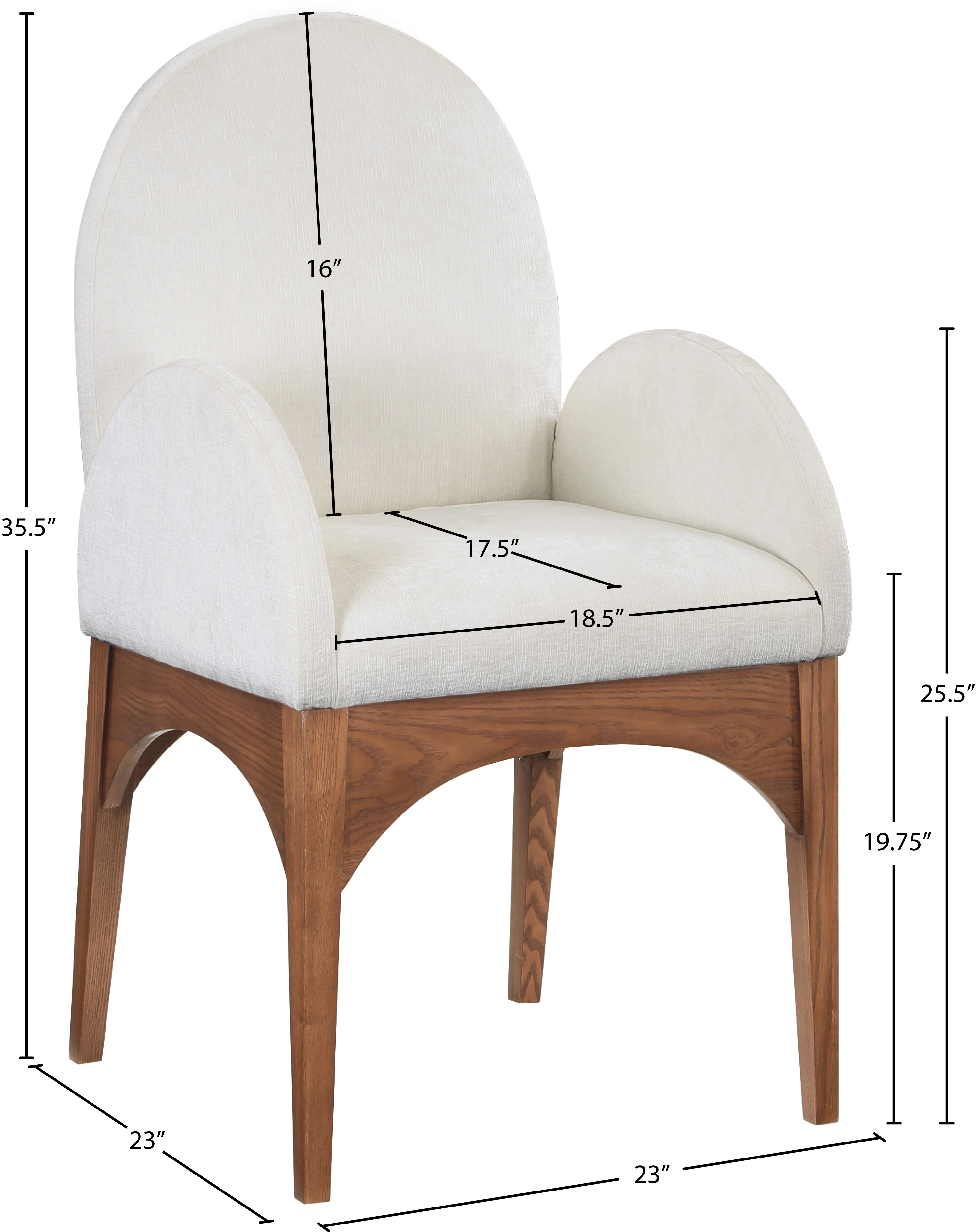 Brielle Cream Chenille Fabric Dining Chair AC - Image 30
