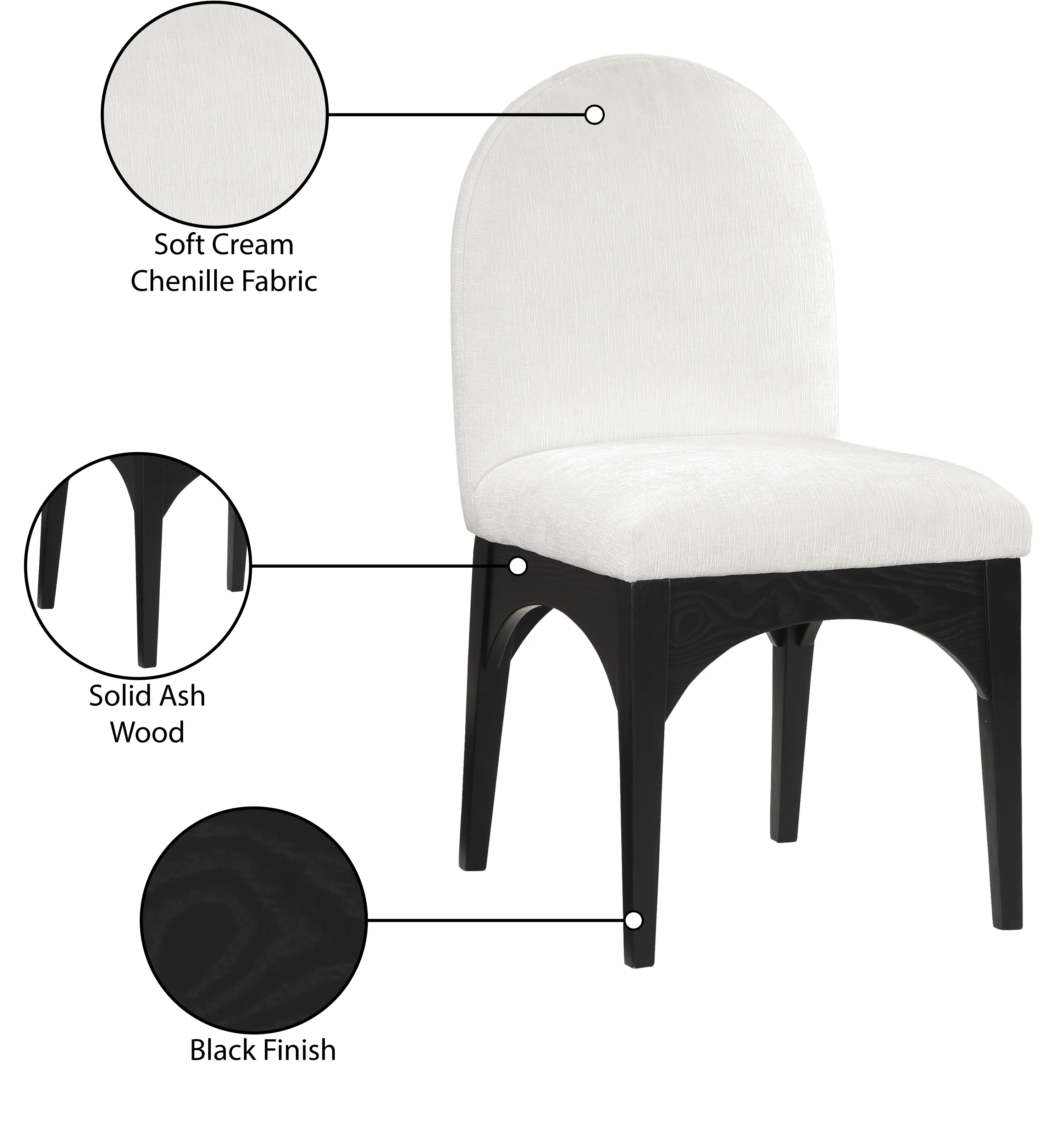 Brielle Cream Chenille Fabric Dining Chair SC - Image 19