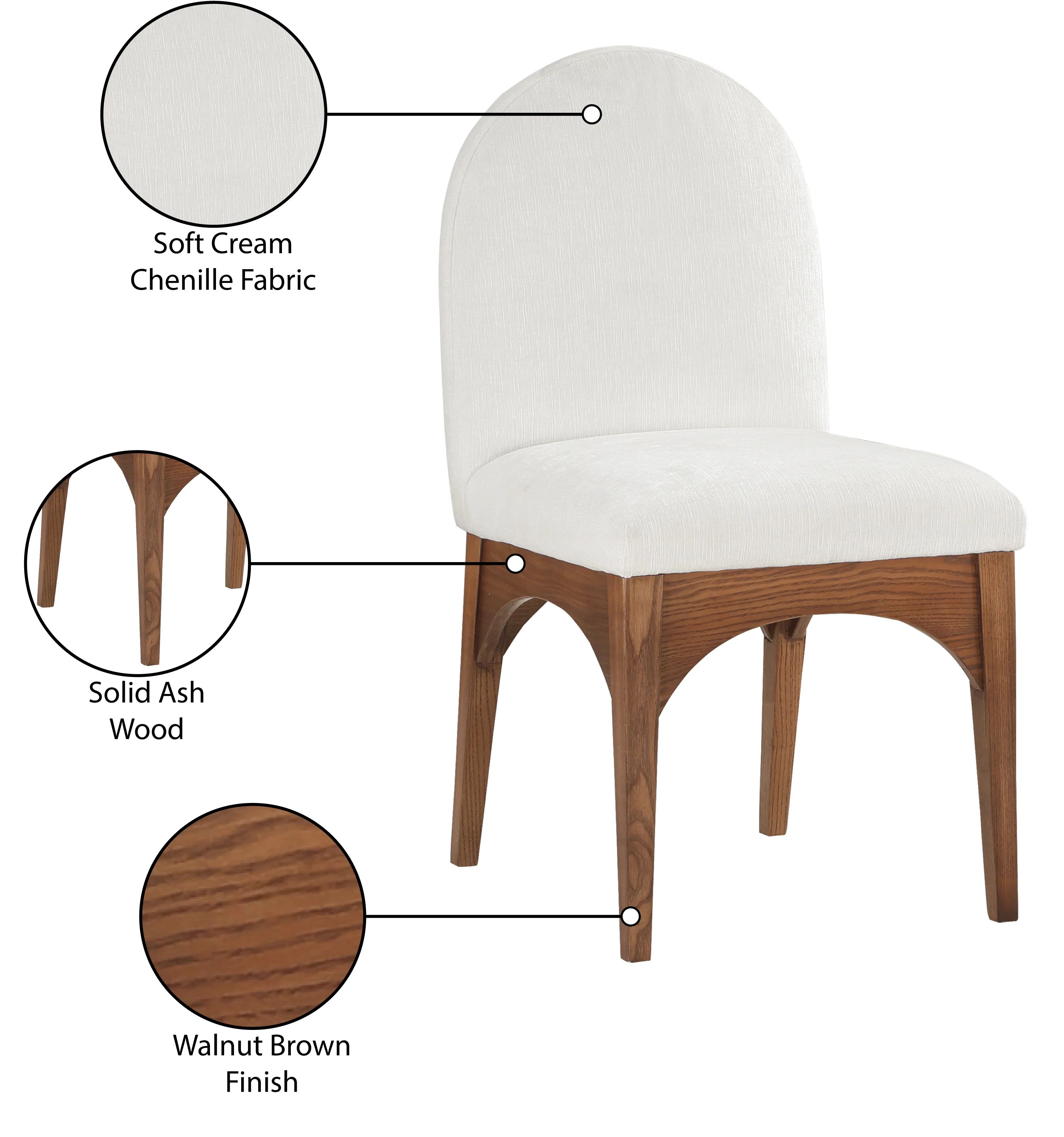 Brielle Cream Chenille Fabric Dining Chair SC - Image 29