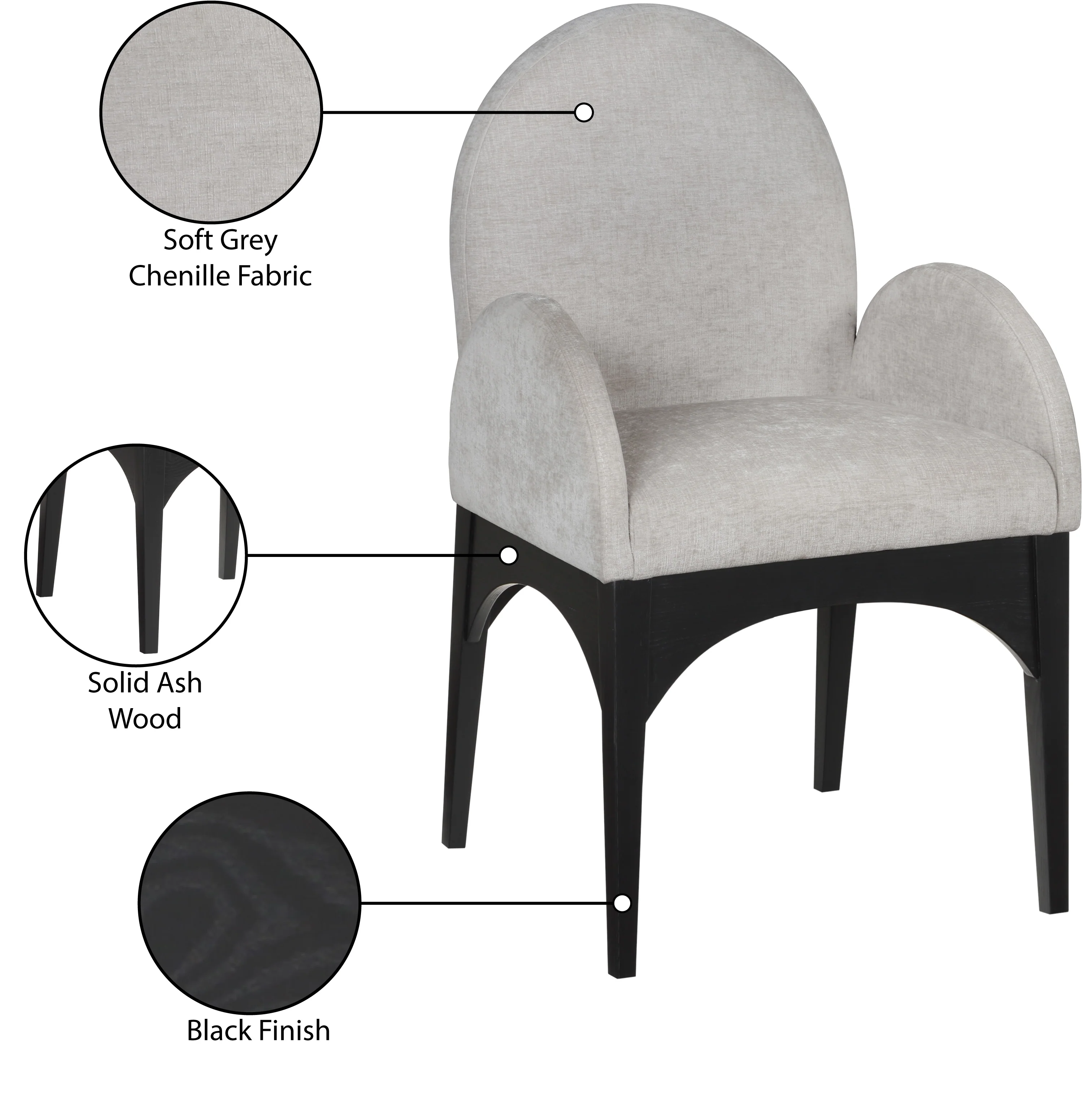 Brielle Grey Chenille Fabric Dining Chair AC - Image 19