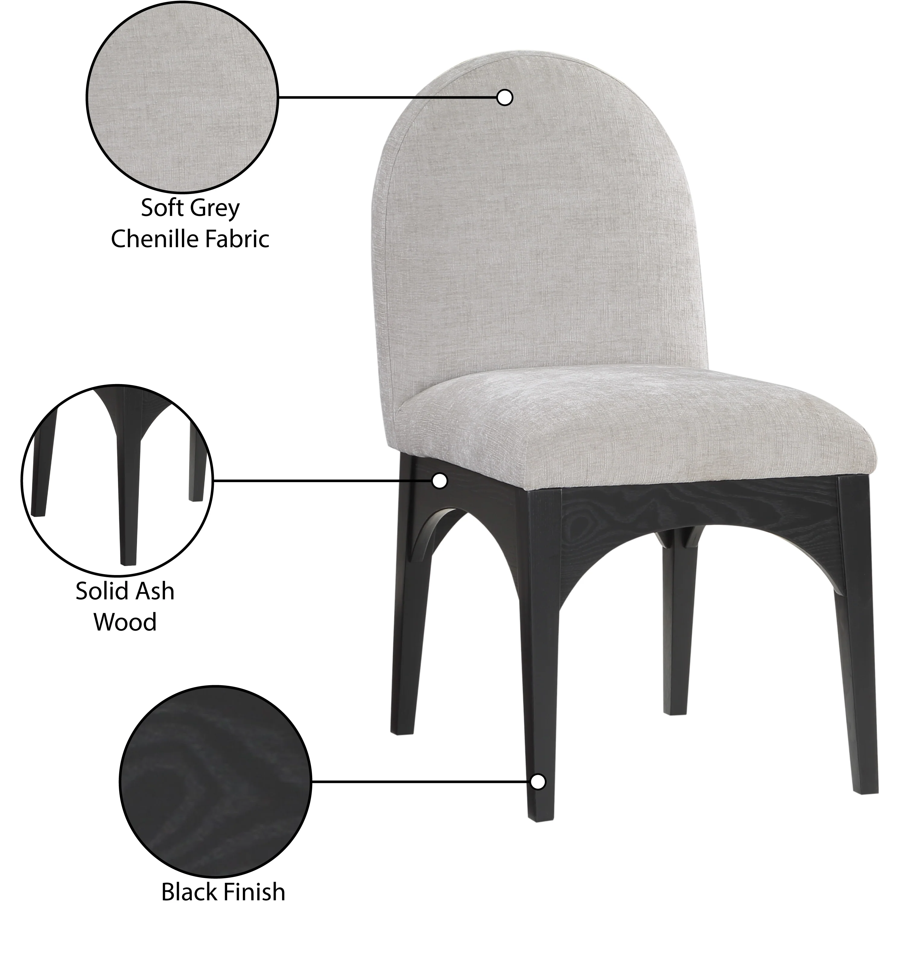 Brielle Grey Chenille Fabric Dining Chair SC - Image 19
