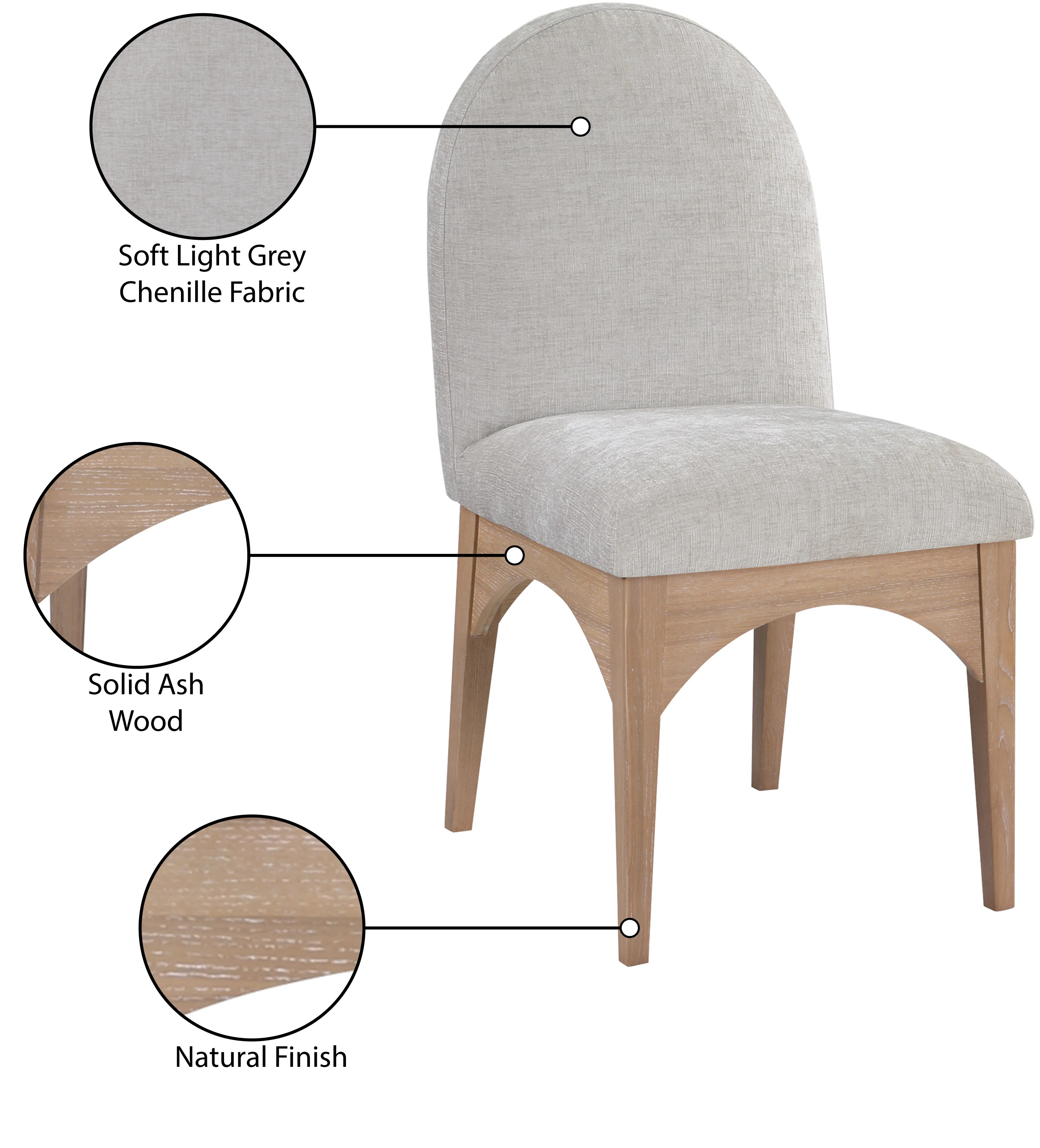 Brielle Grey Chenille Fabric Dining Chair SC - Image 9