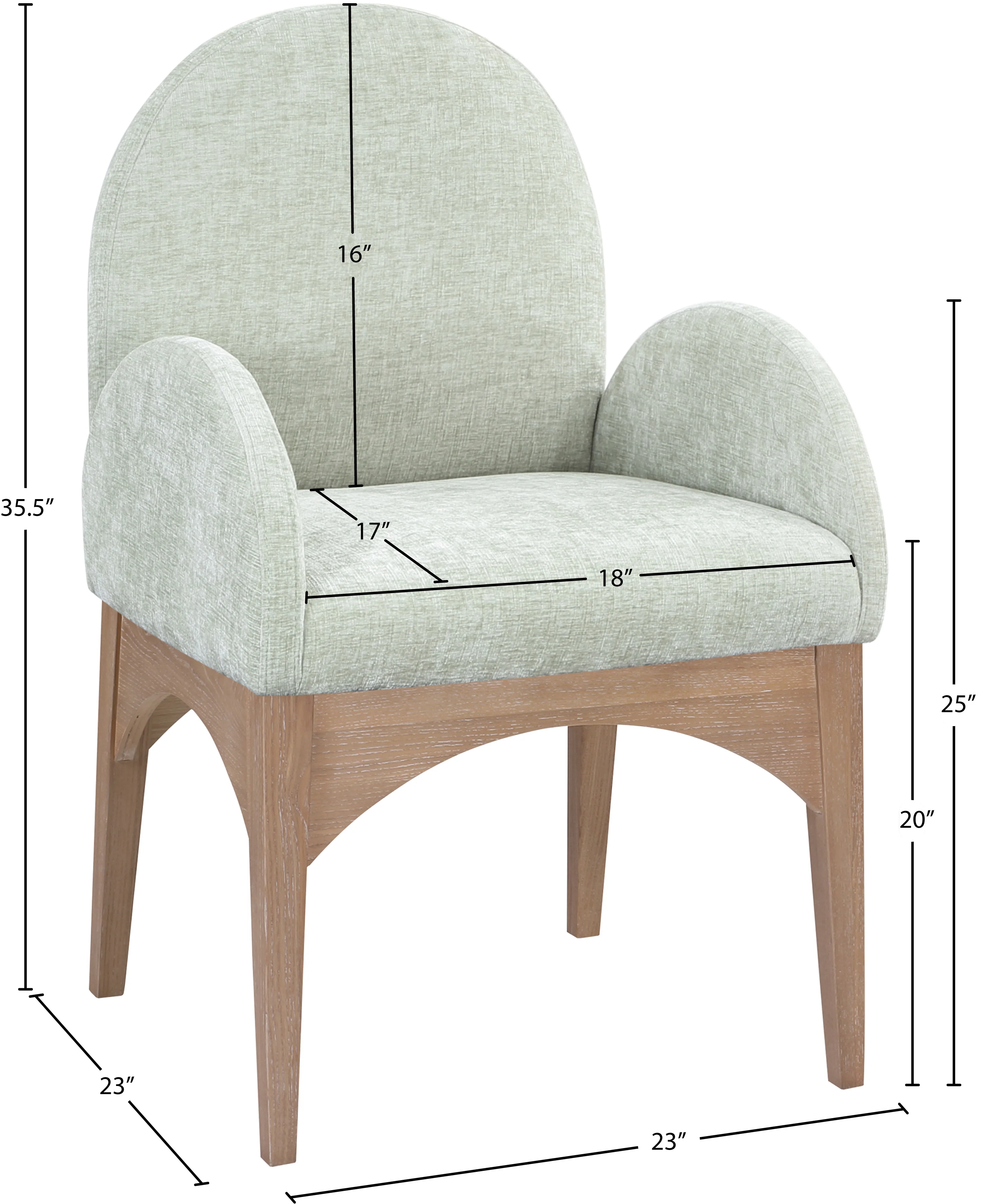 Brielle Mint Chenille Fabric Dining Chair AC - Image 10