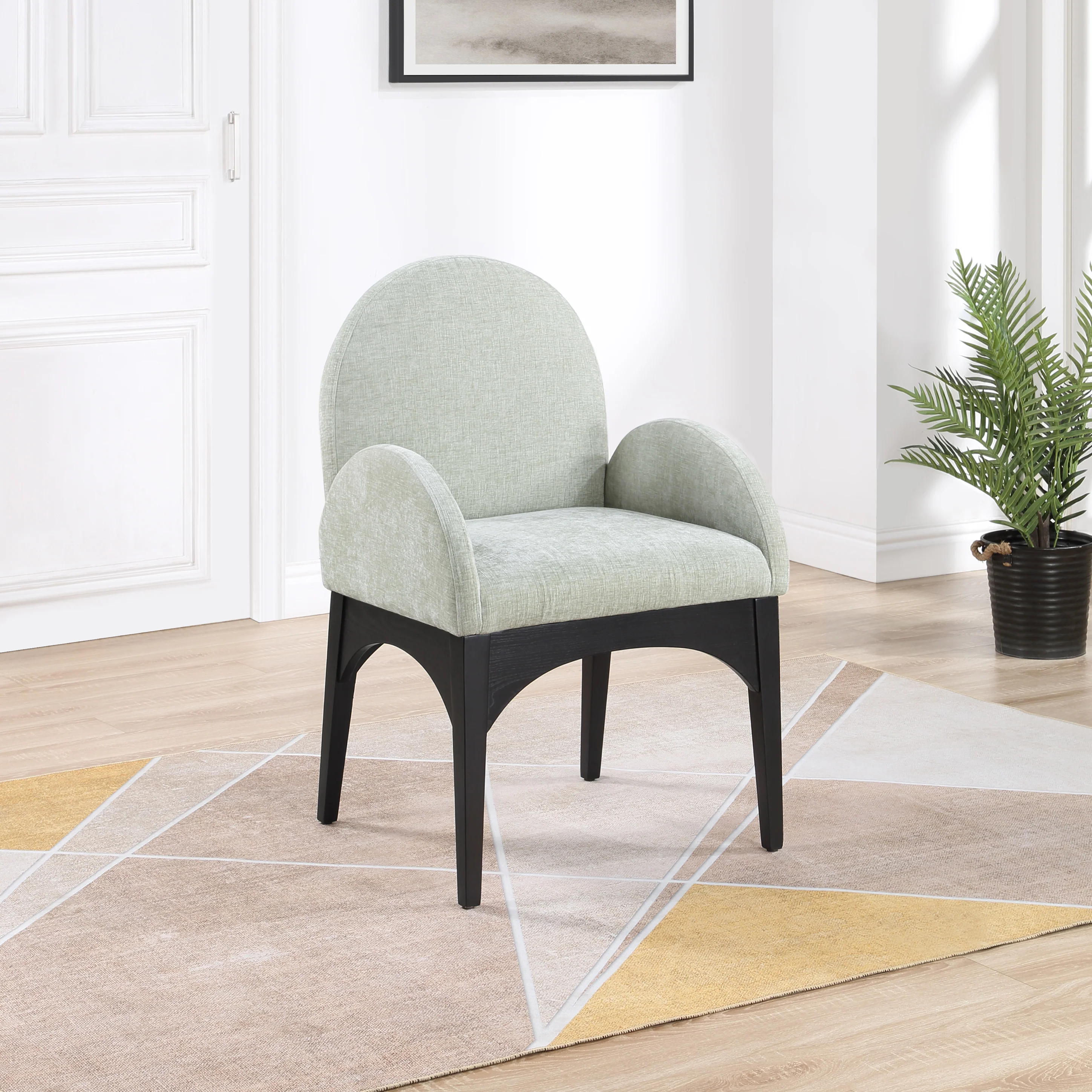 Brielle Mint Chenille Fabric Dining Chair AC - Image 18