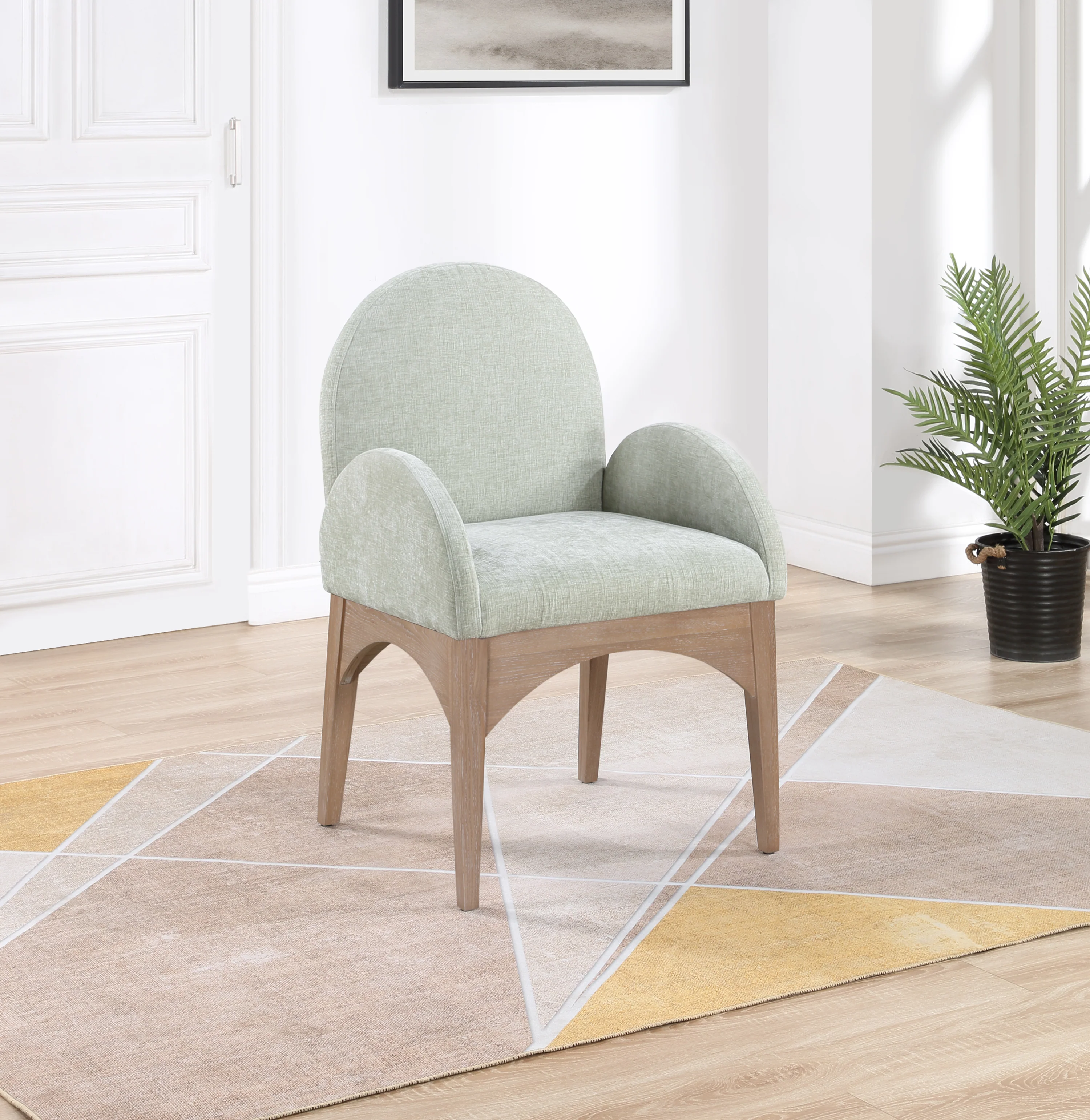 Brielle Mint Chenille Fabric Dining Chair AC - Image 8