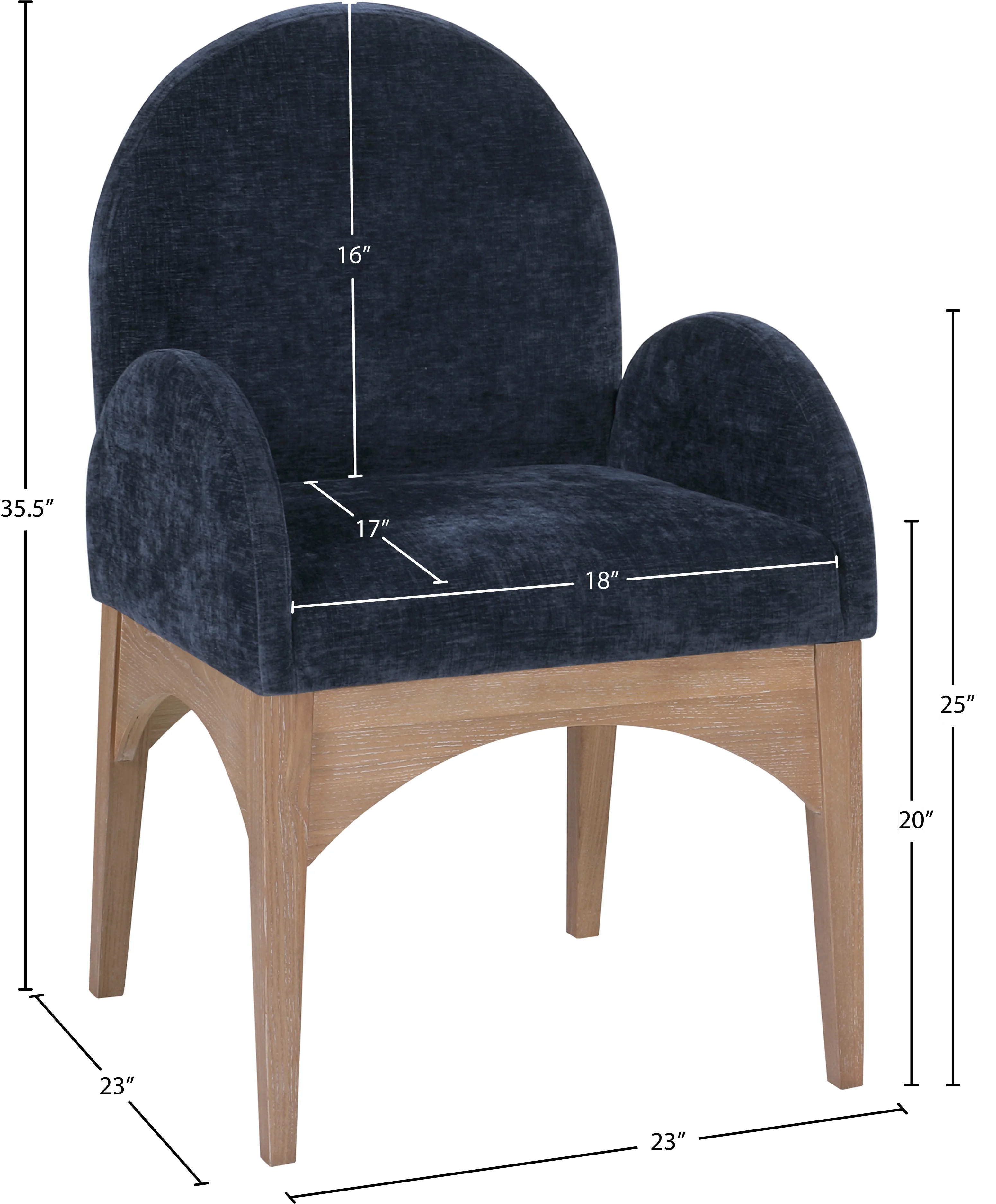 Brielle Navy Chenille Fabric Dining Chair AC - Image 10