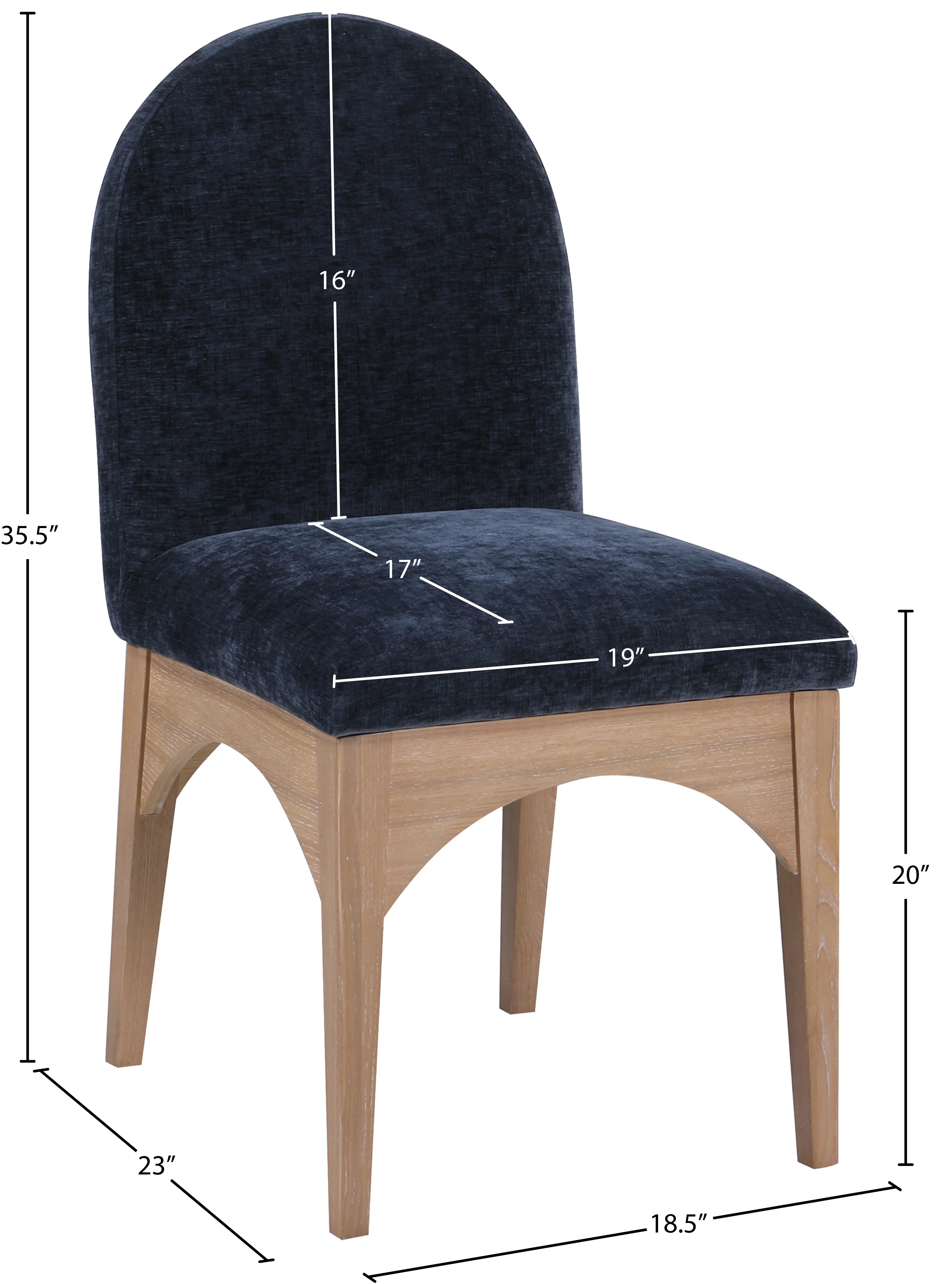 Brielle Navy Chenille Fabric Dining Chair SC - Image 10