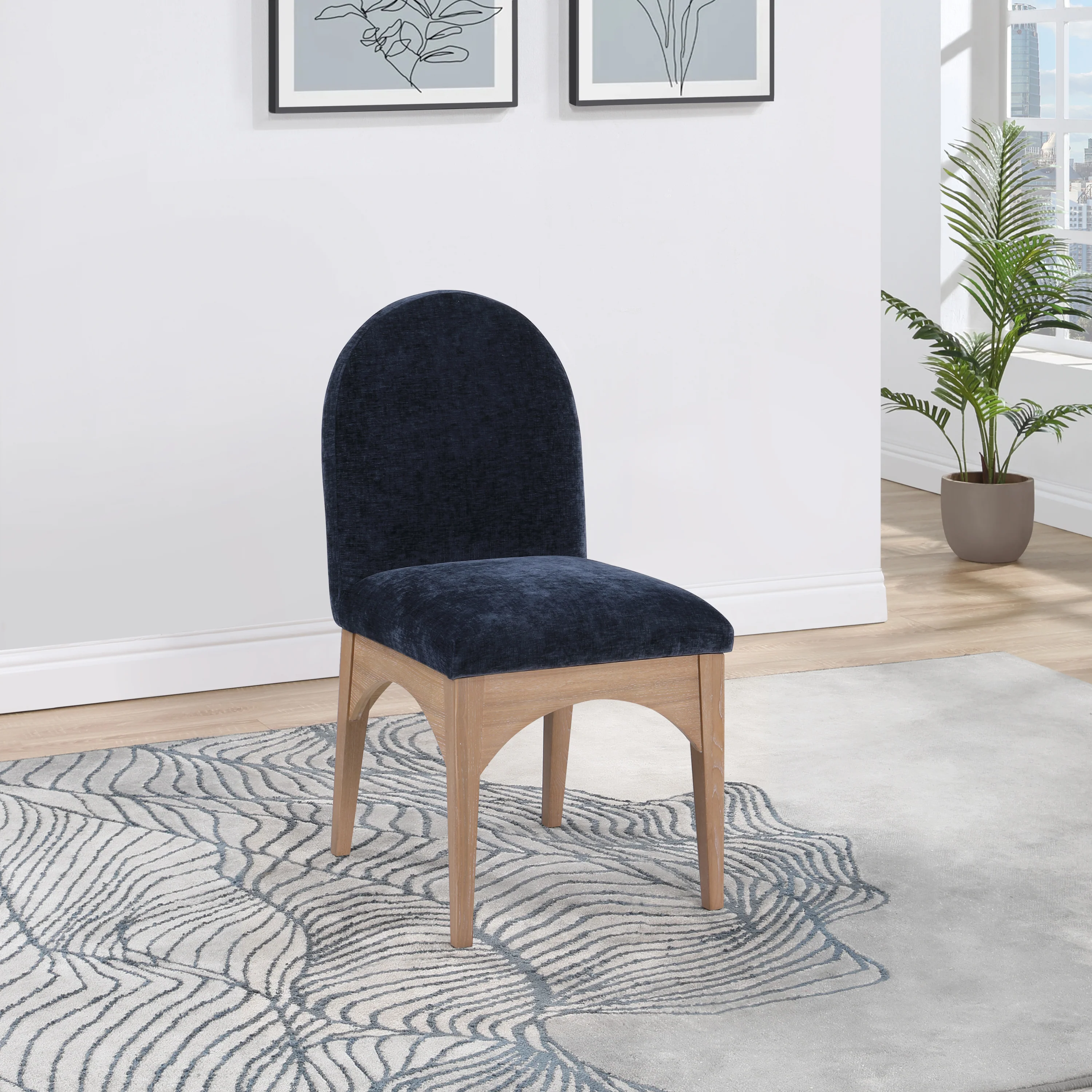 Brielle Navy Chenille Fabric Dining Chair SC - Image 8