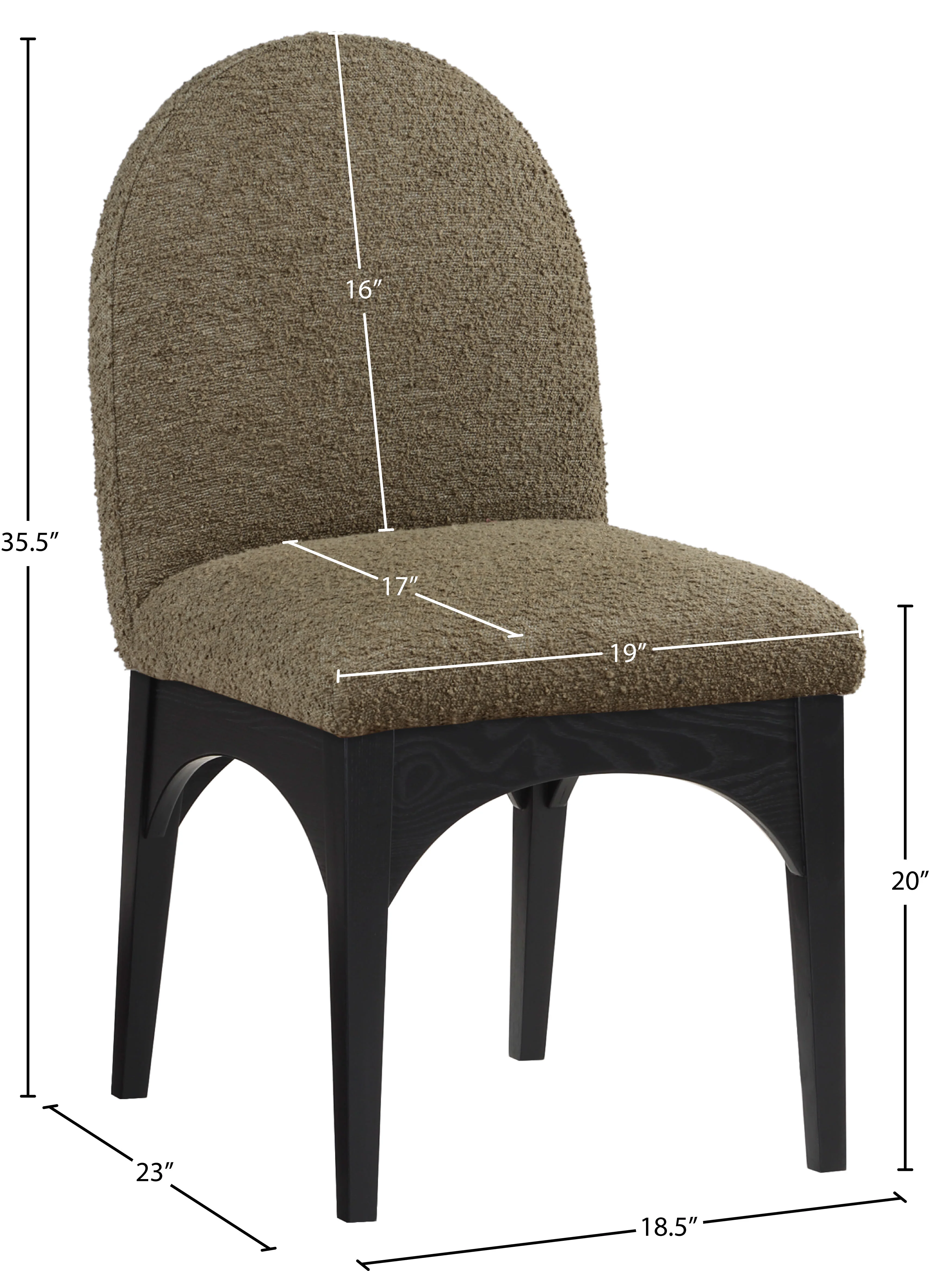 Brielle Olive Boucle Fabric Dining Chair SC - Image 10