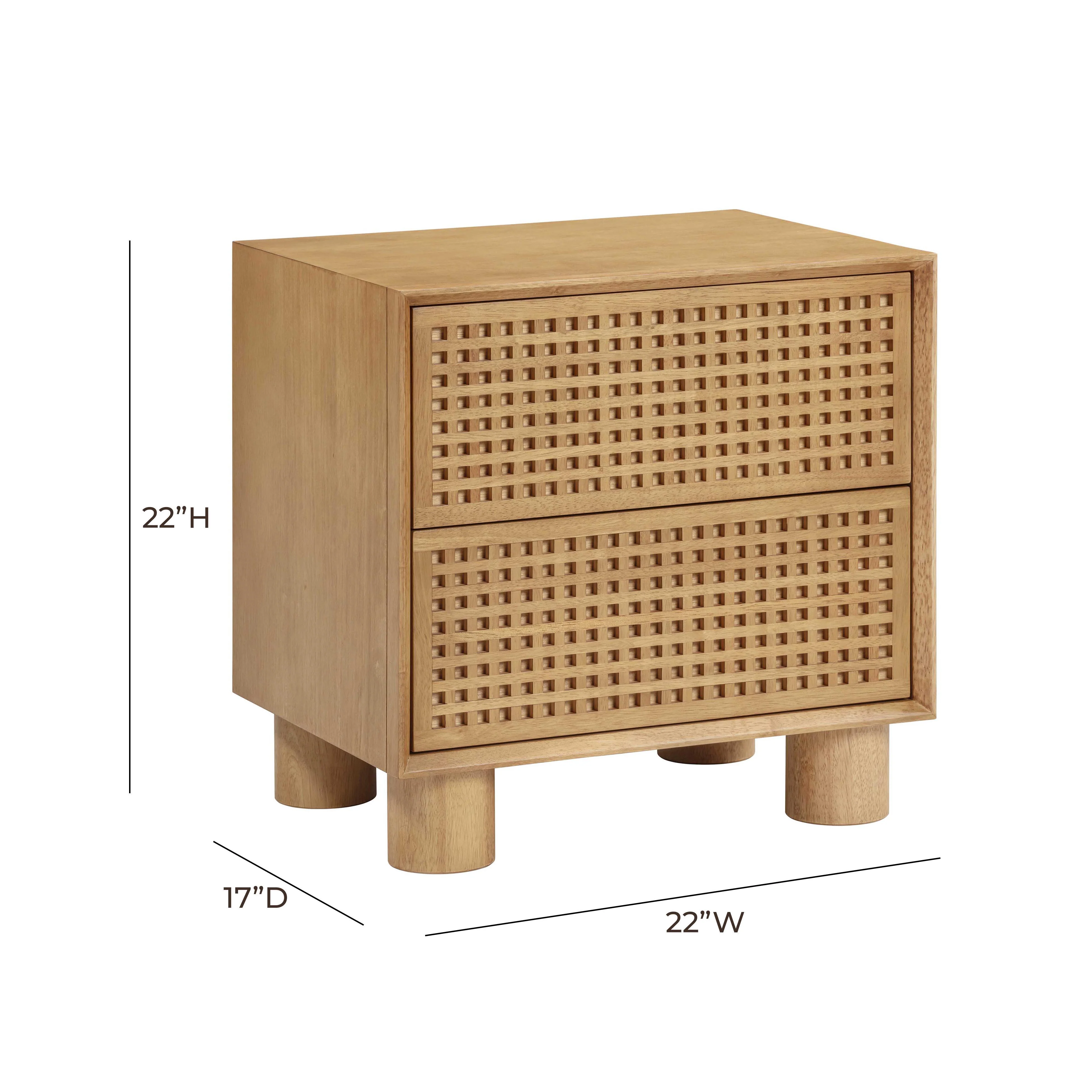 Leaf Natural Rubberwood Nightstand - Image 8