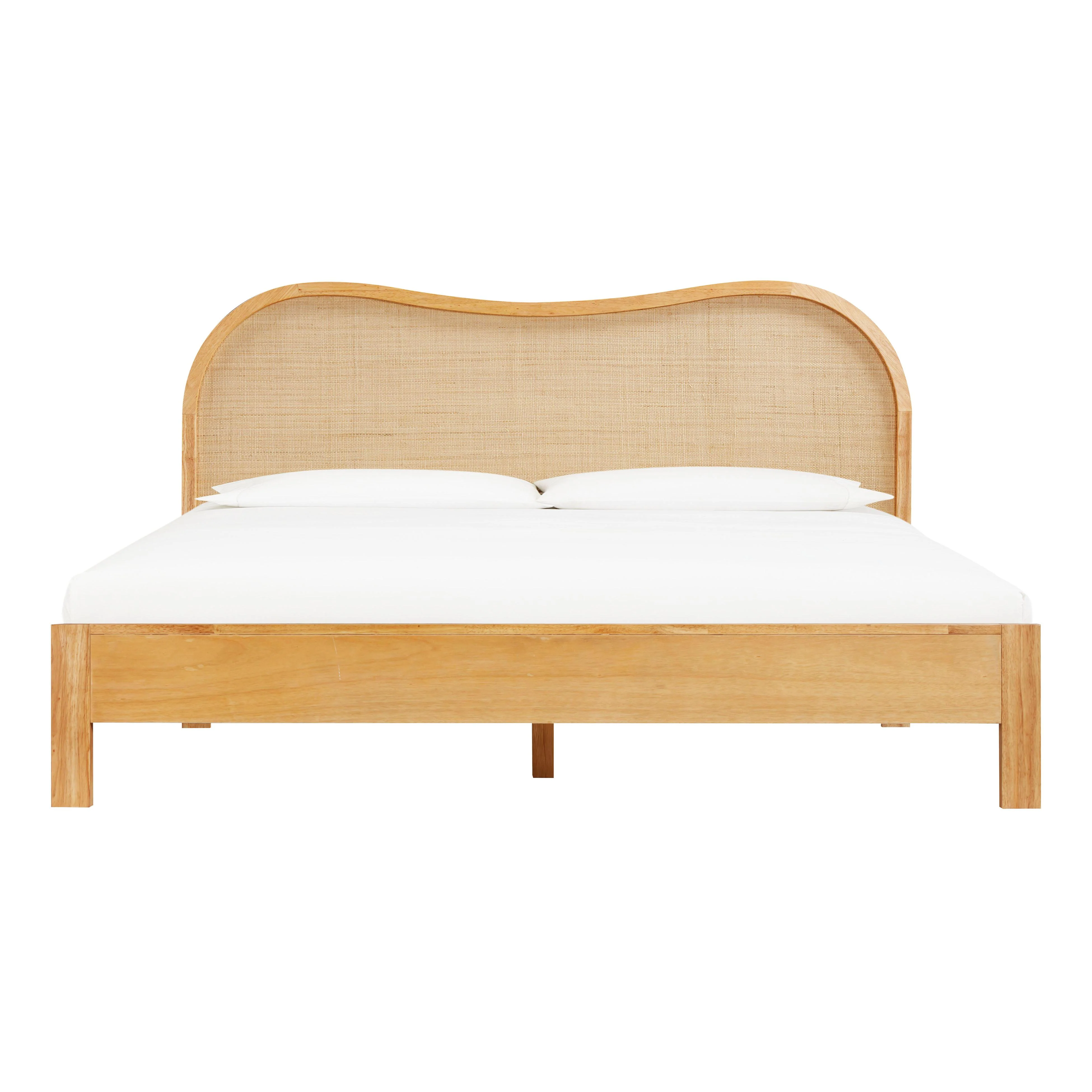 Leaf Natural Wood & Rattan King Bed - Image 3