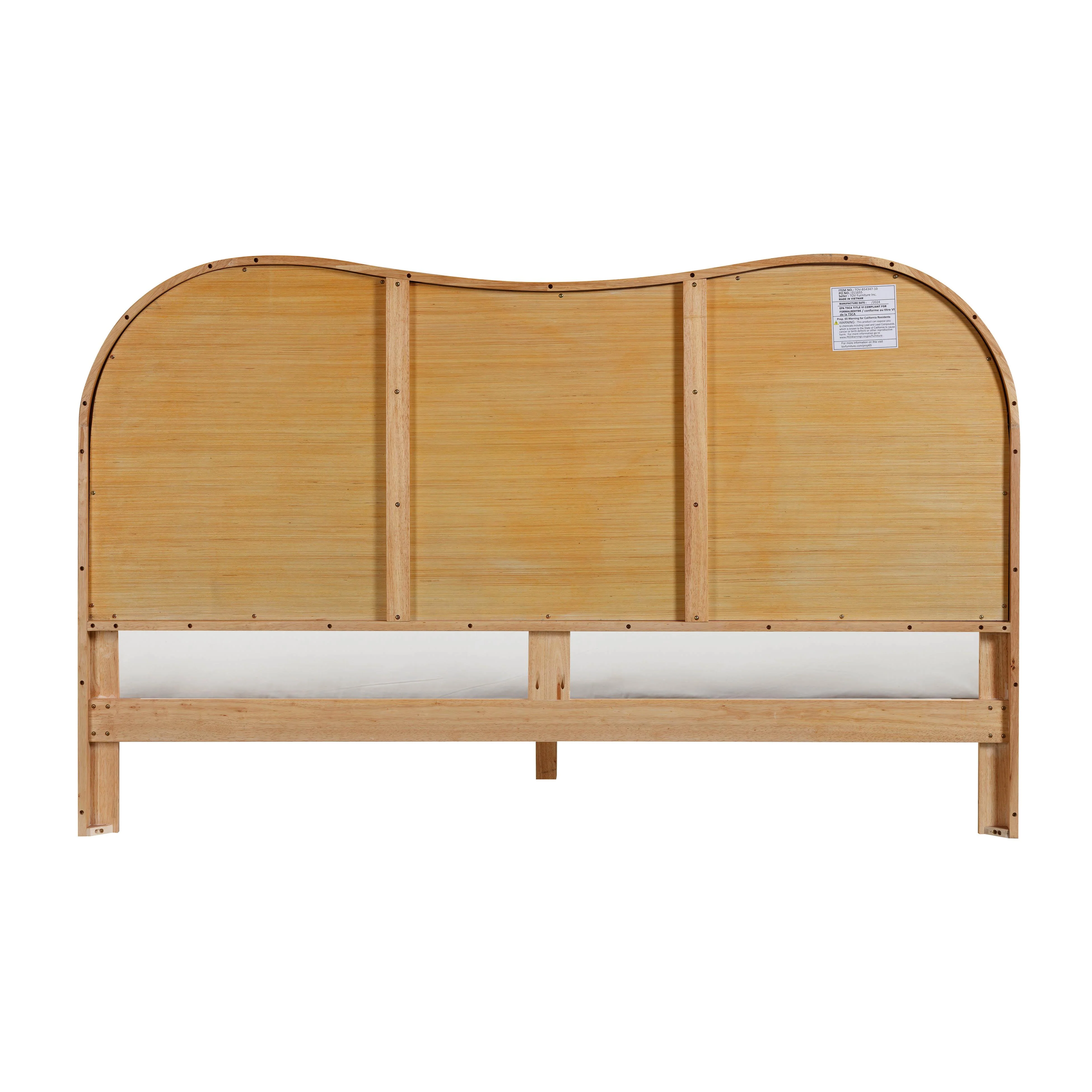 Leaf Natural Wood & Rattan King Bed - Image 6
