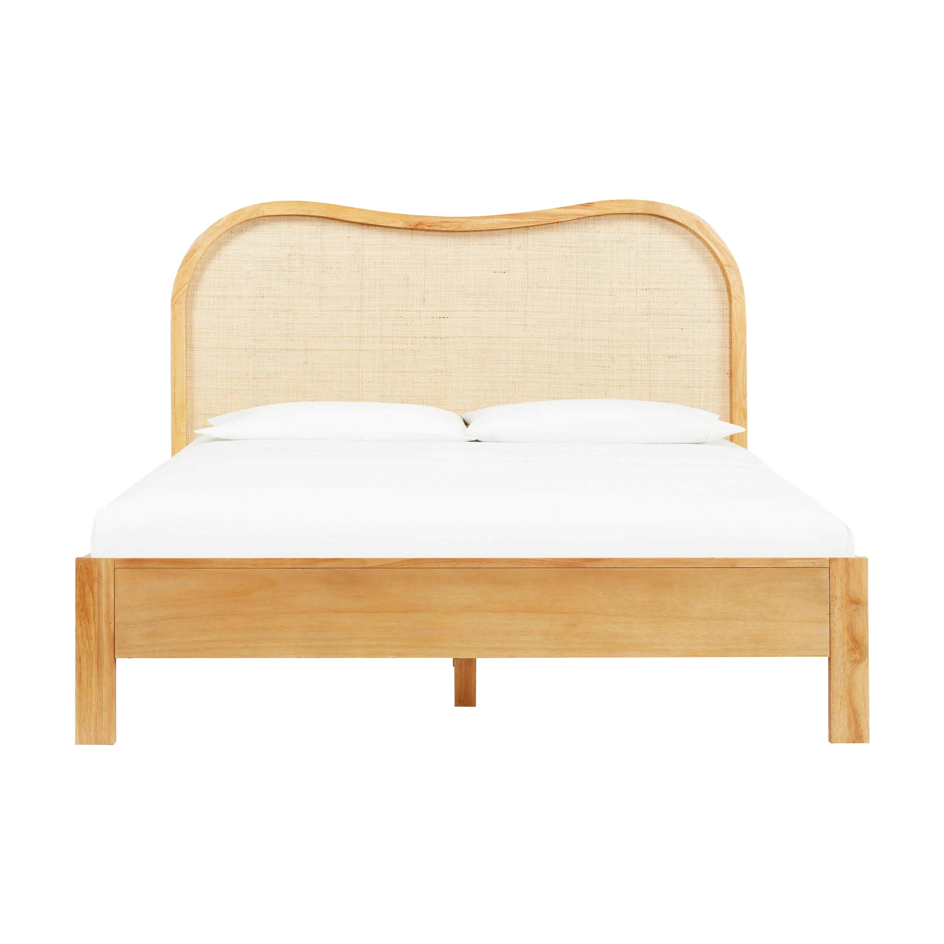 Leaf Natural Wood & Rattan Queen Bed - Image 3