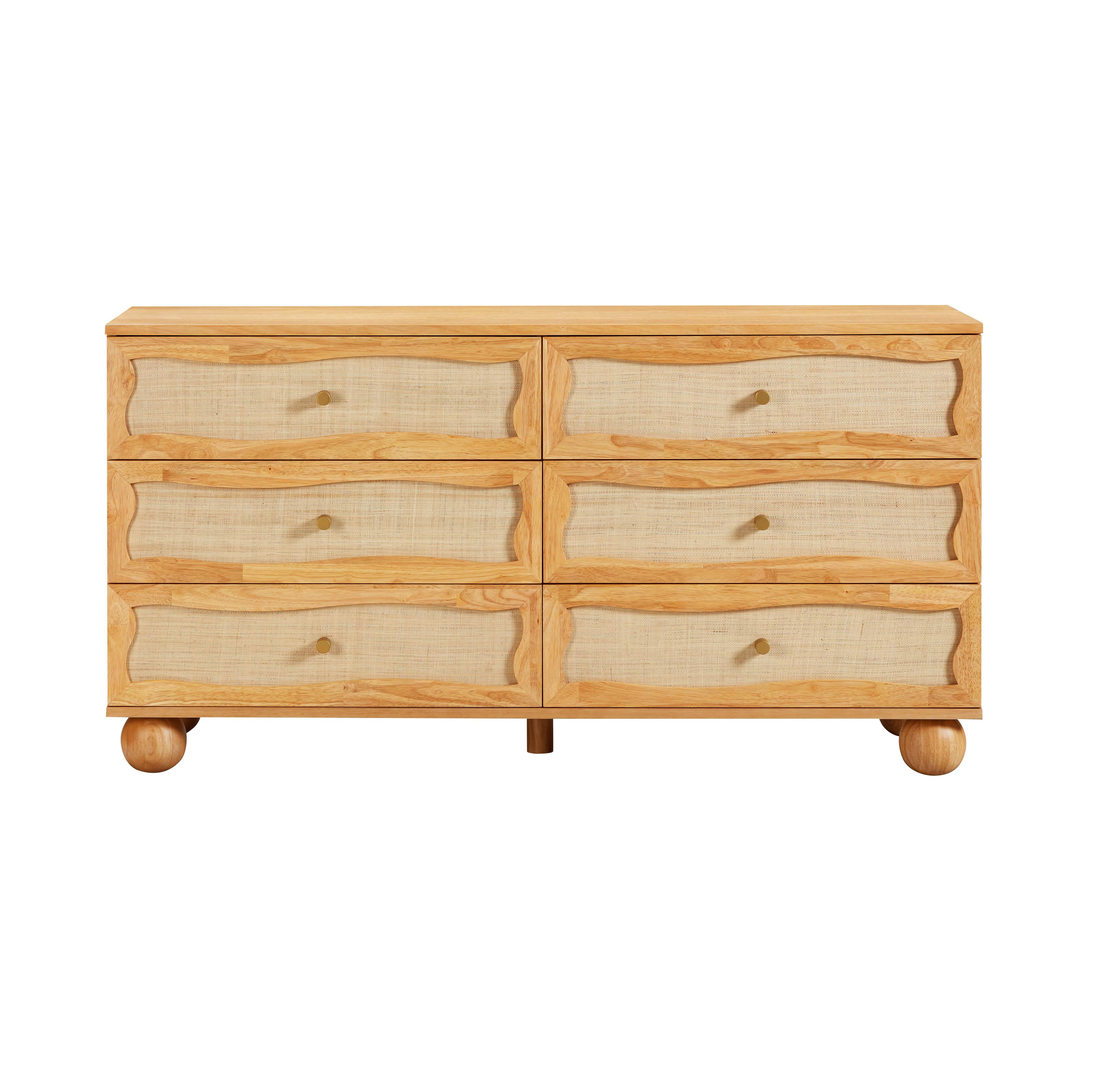 Leaf Natural Wood & Rattan Wavy Dresser - Image 3