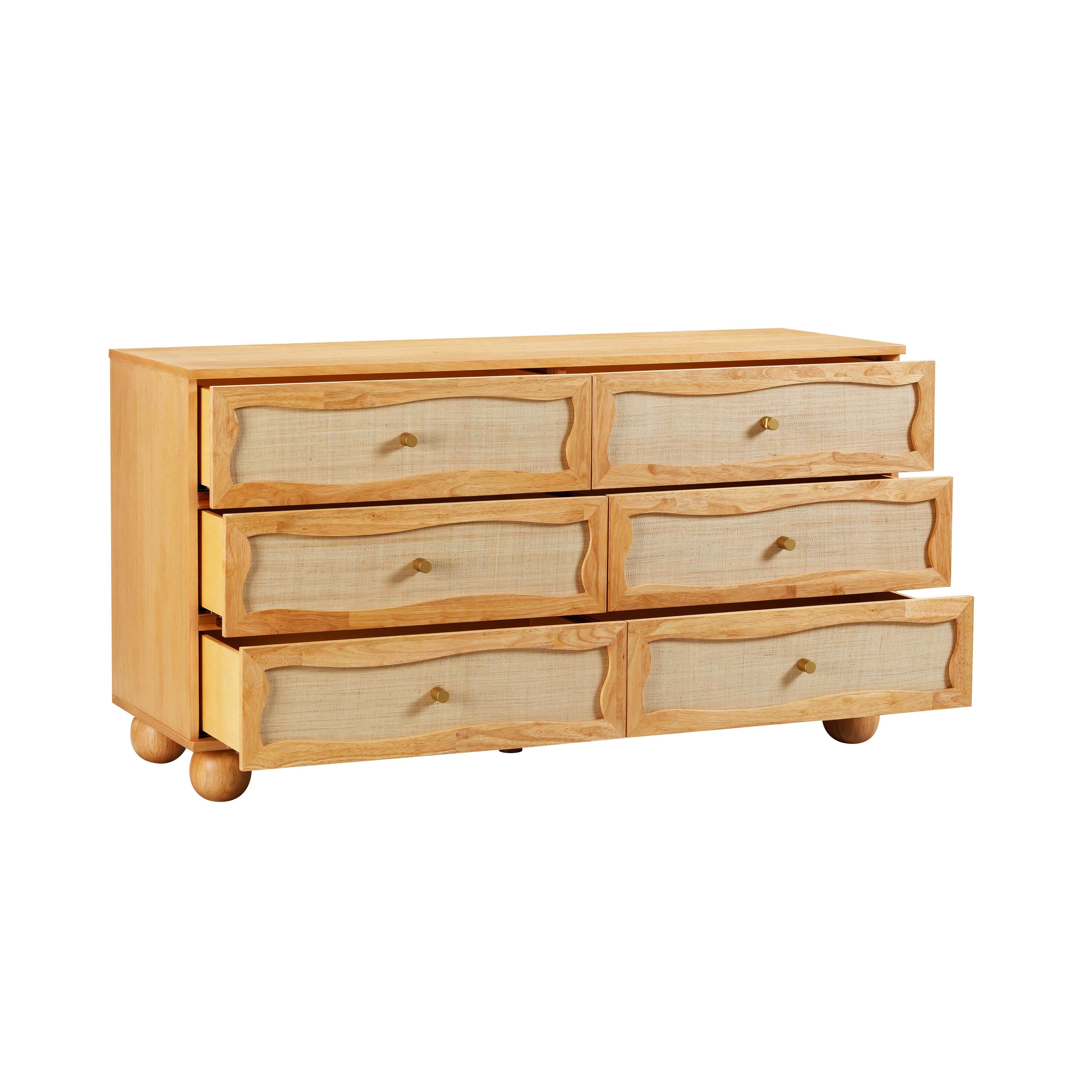 Leaf Natural Wood & Rattan Wavy Dresser - Image 7