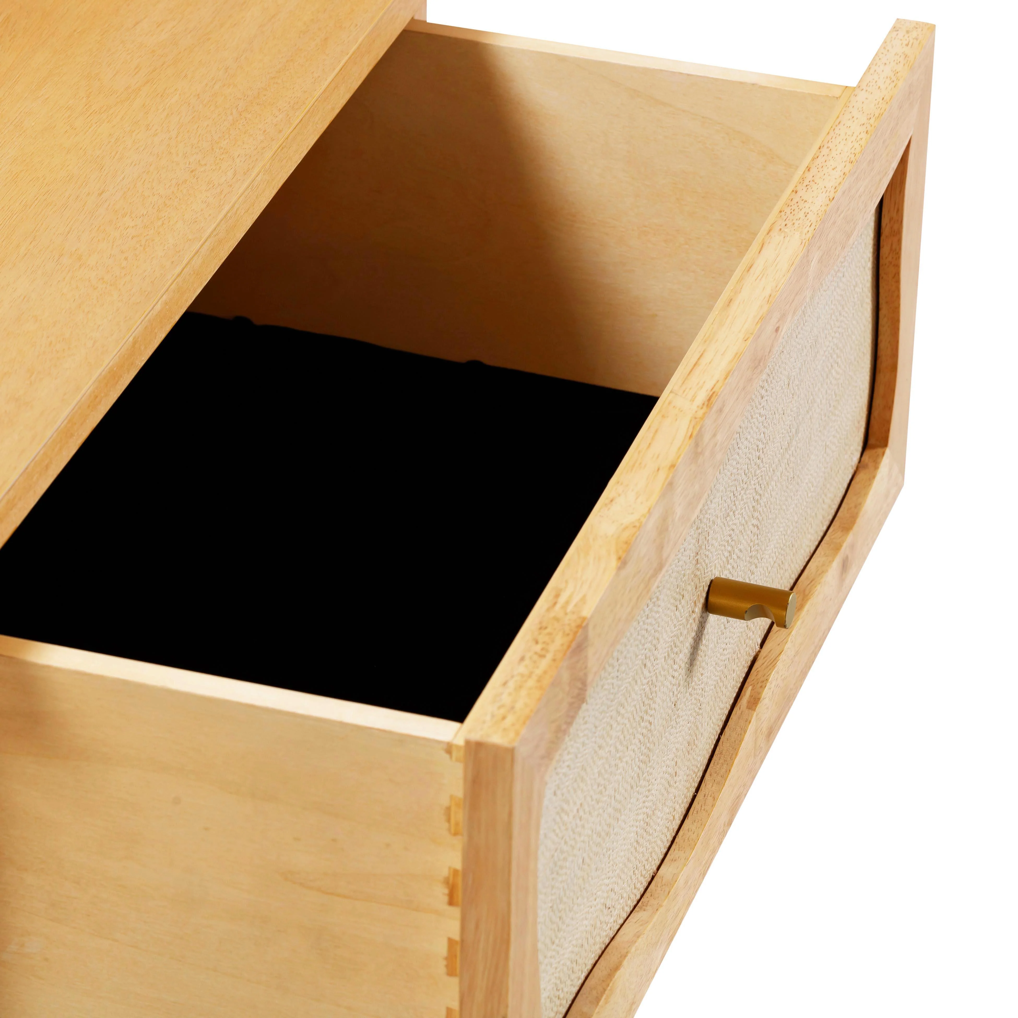 Leaf Natural Wood & Rattan Wavy Nightstand - Image 5