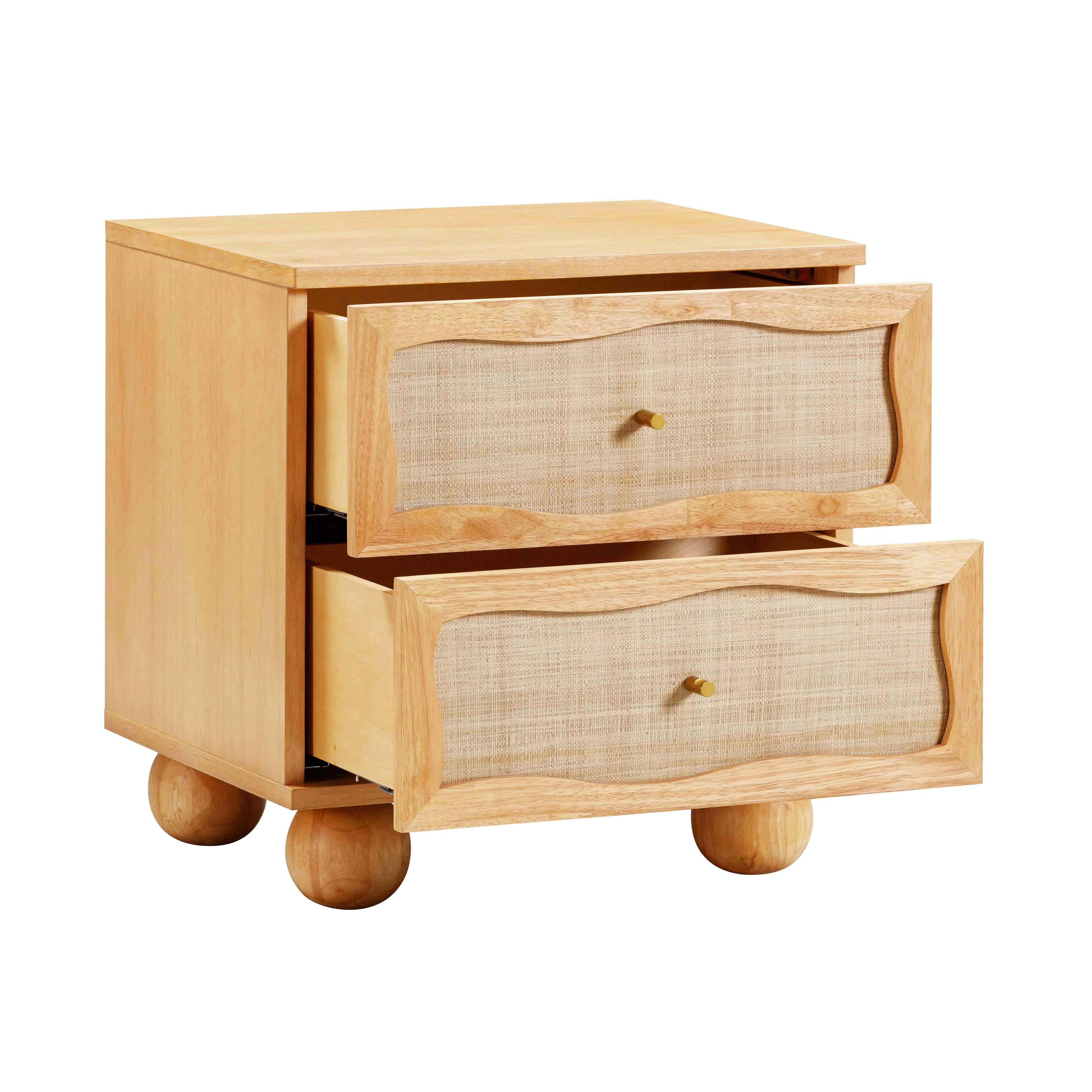 Leaf Natural Wood & Rattan Wavy Nightstand - Image 6