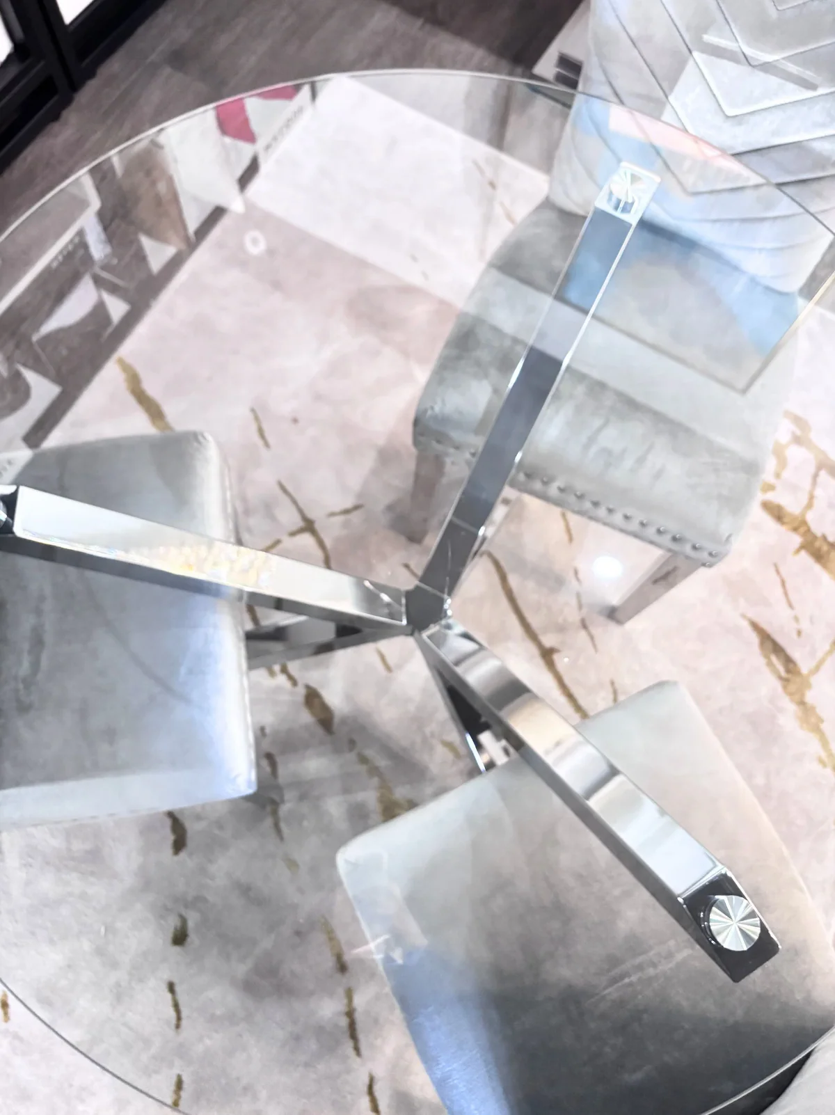 Leonora Round Glass Dining Set - Image 4