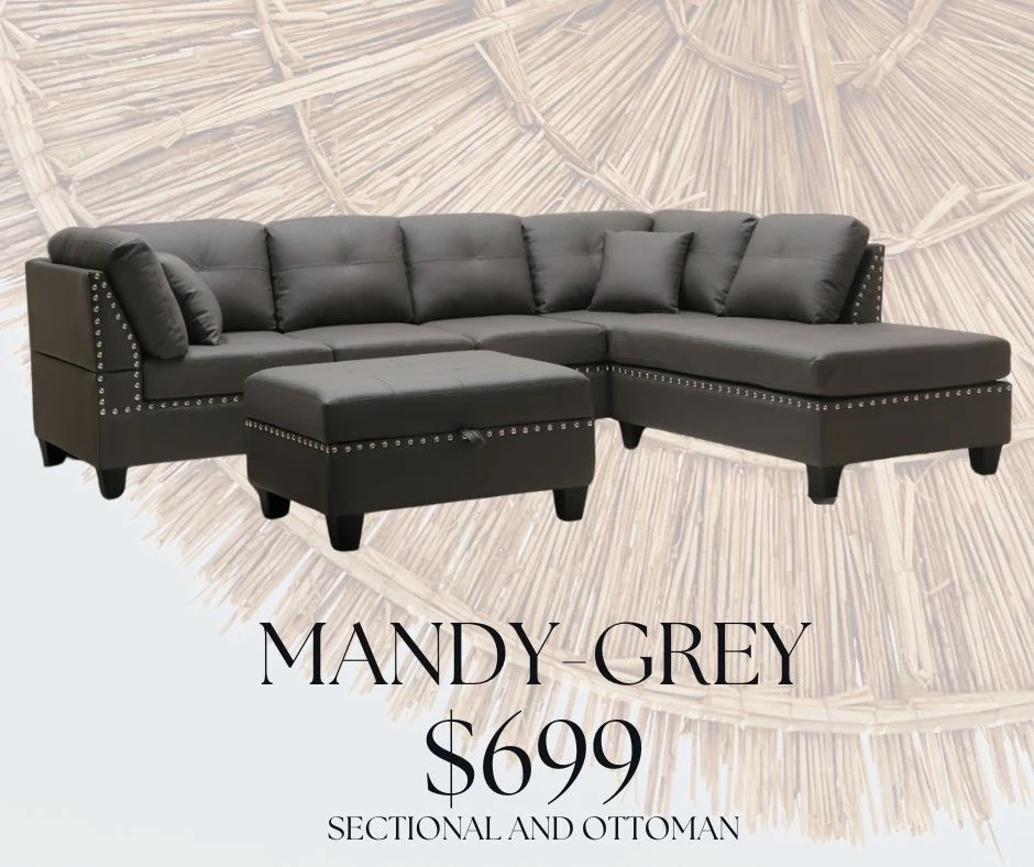 Mandy Sectional with Free Ottoman in Grey - Image 3