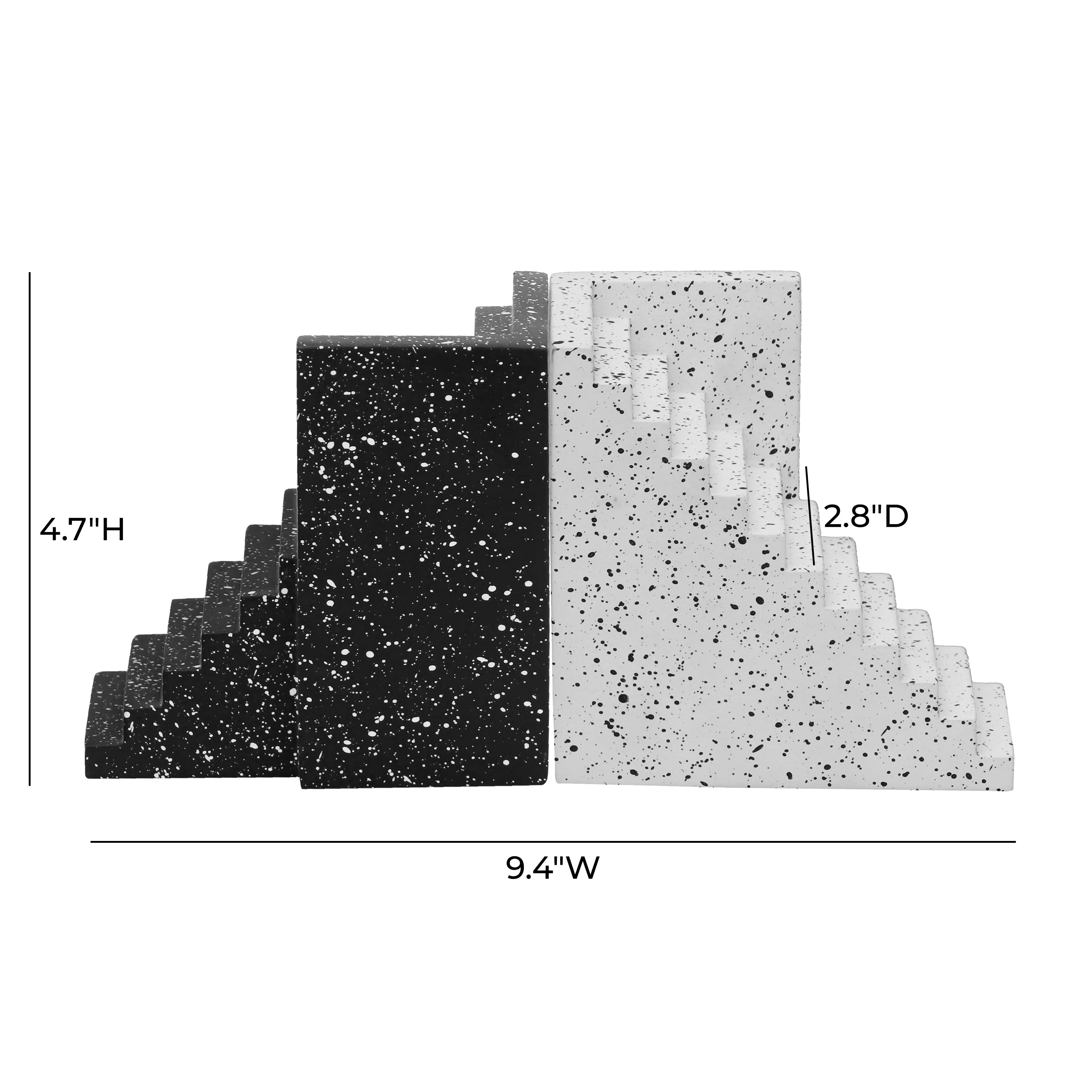 Manu Speckled Black and White Stairway Bookends - Image 4