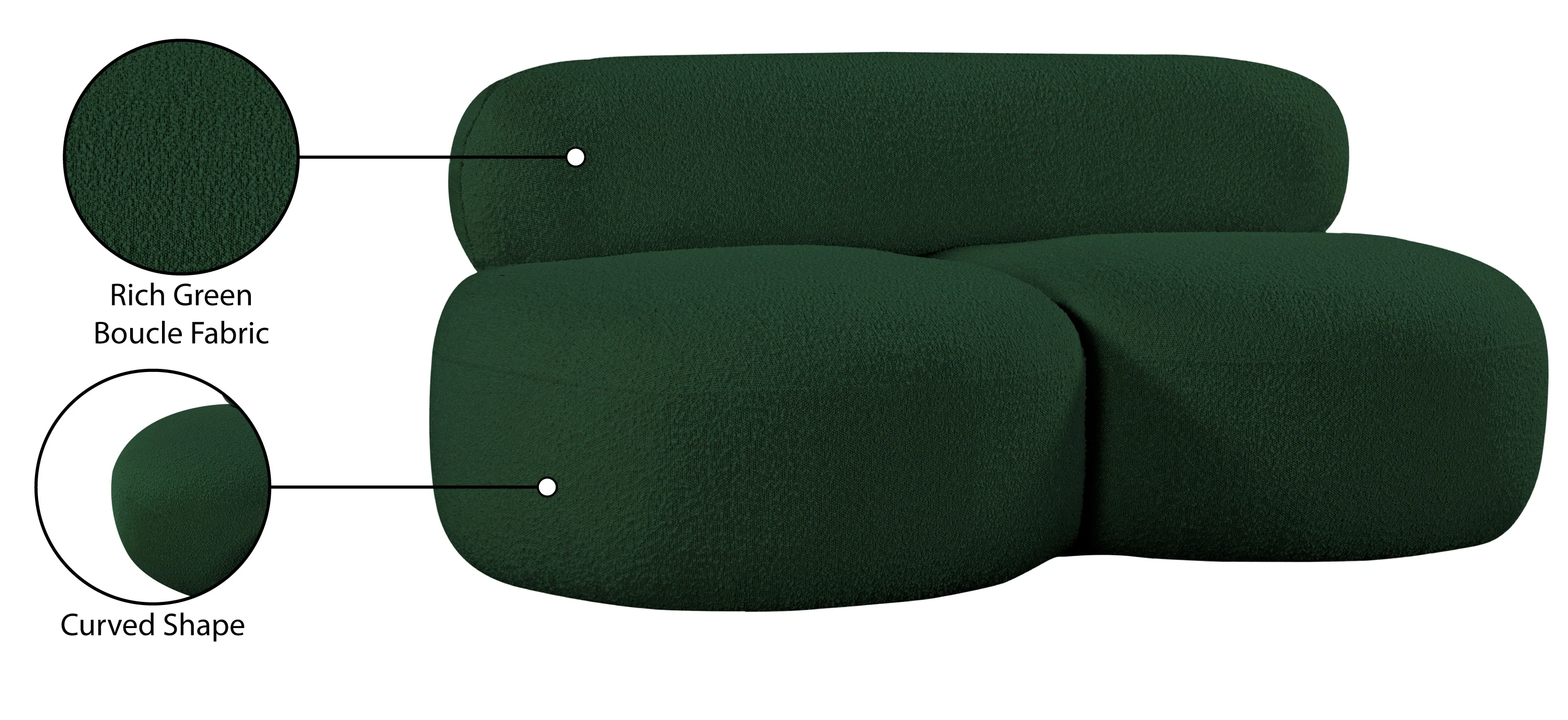 Milan Green Boucle Fabric Loveseat L - Image 19
