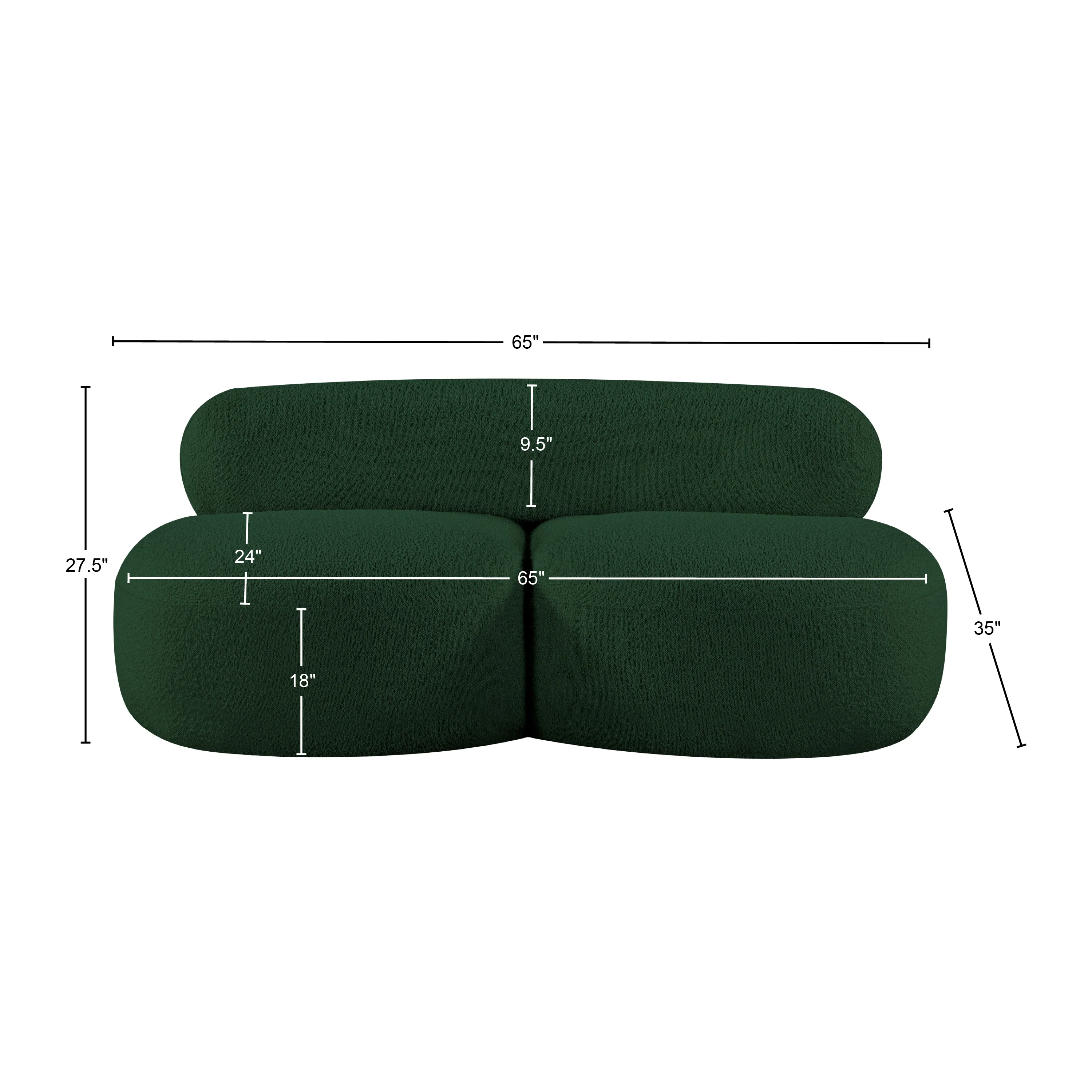 Milan Green Boucle Fabric Loveseat L - Image 20