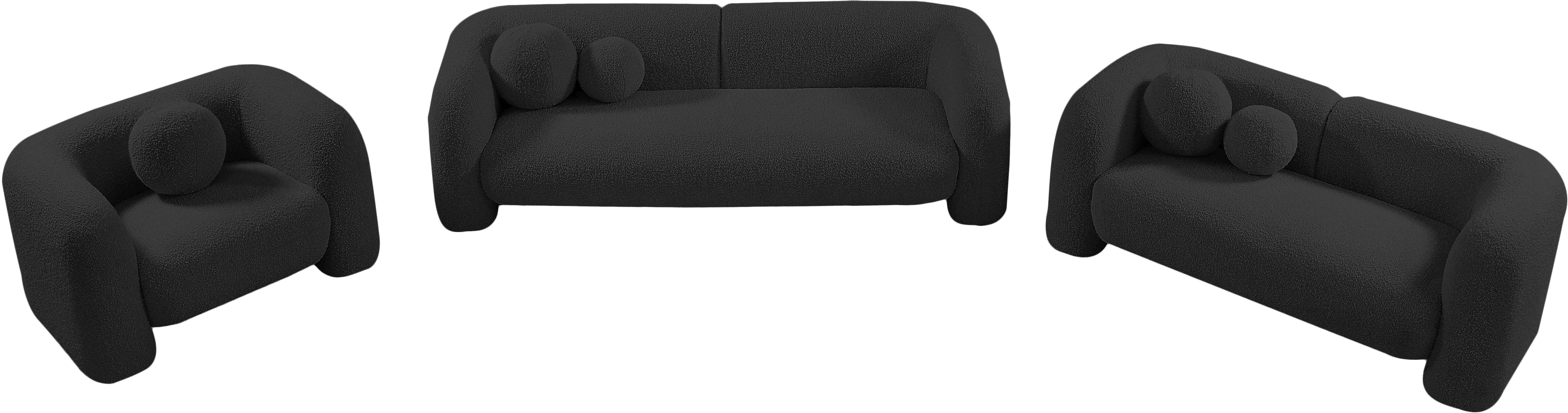 Milo Black Boucle Fabric Loveseat L - Image 14