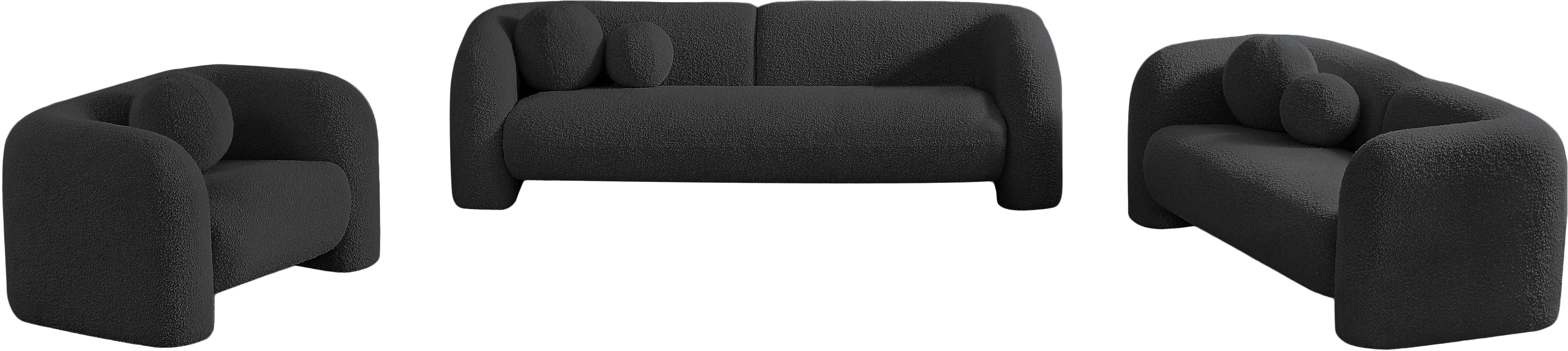 Milo Black Boucle Fabric Loveseat L - Image 15
