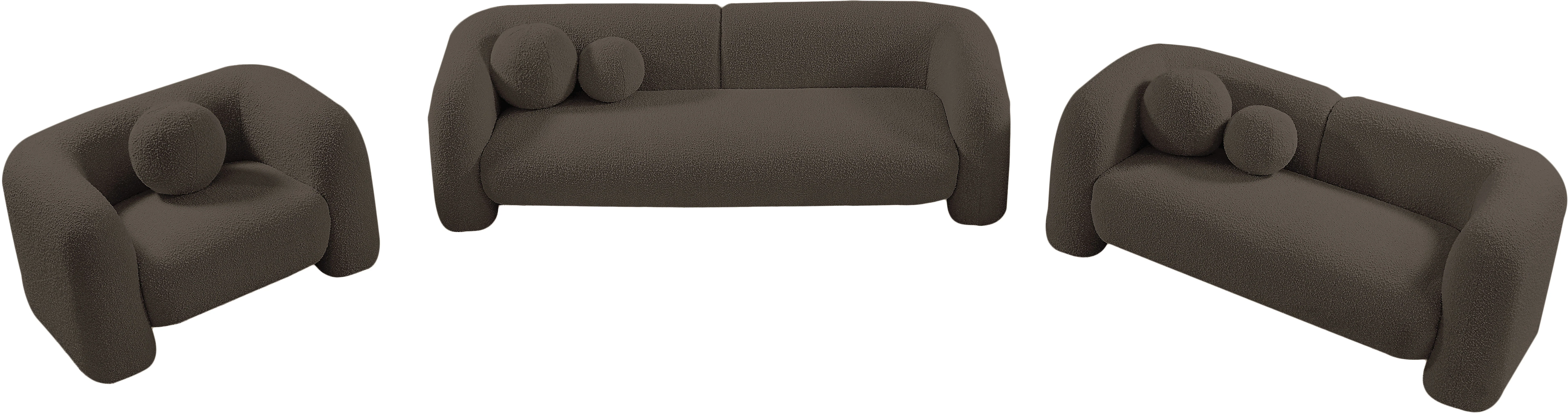Milo Brown Boucle Fabric Loveseat L - Image 14