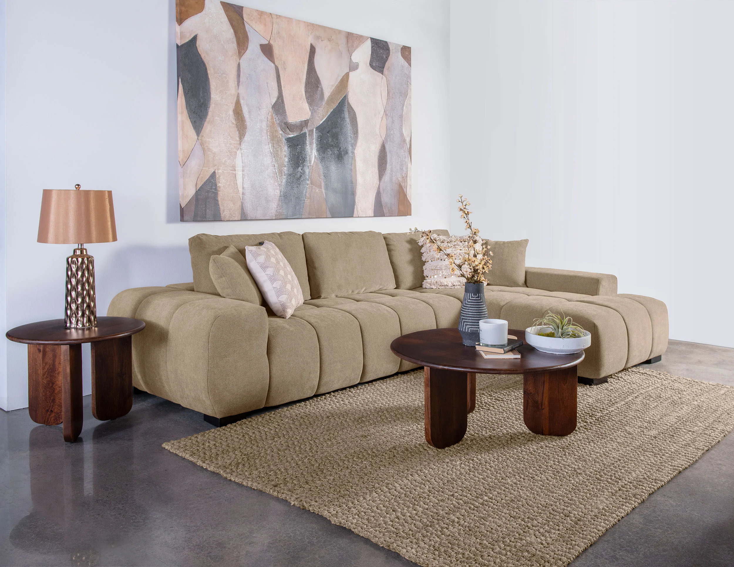 Ochanko Upholstered Sectional Chaise Sofa Camel - Image 7