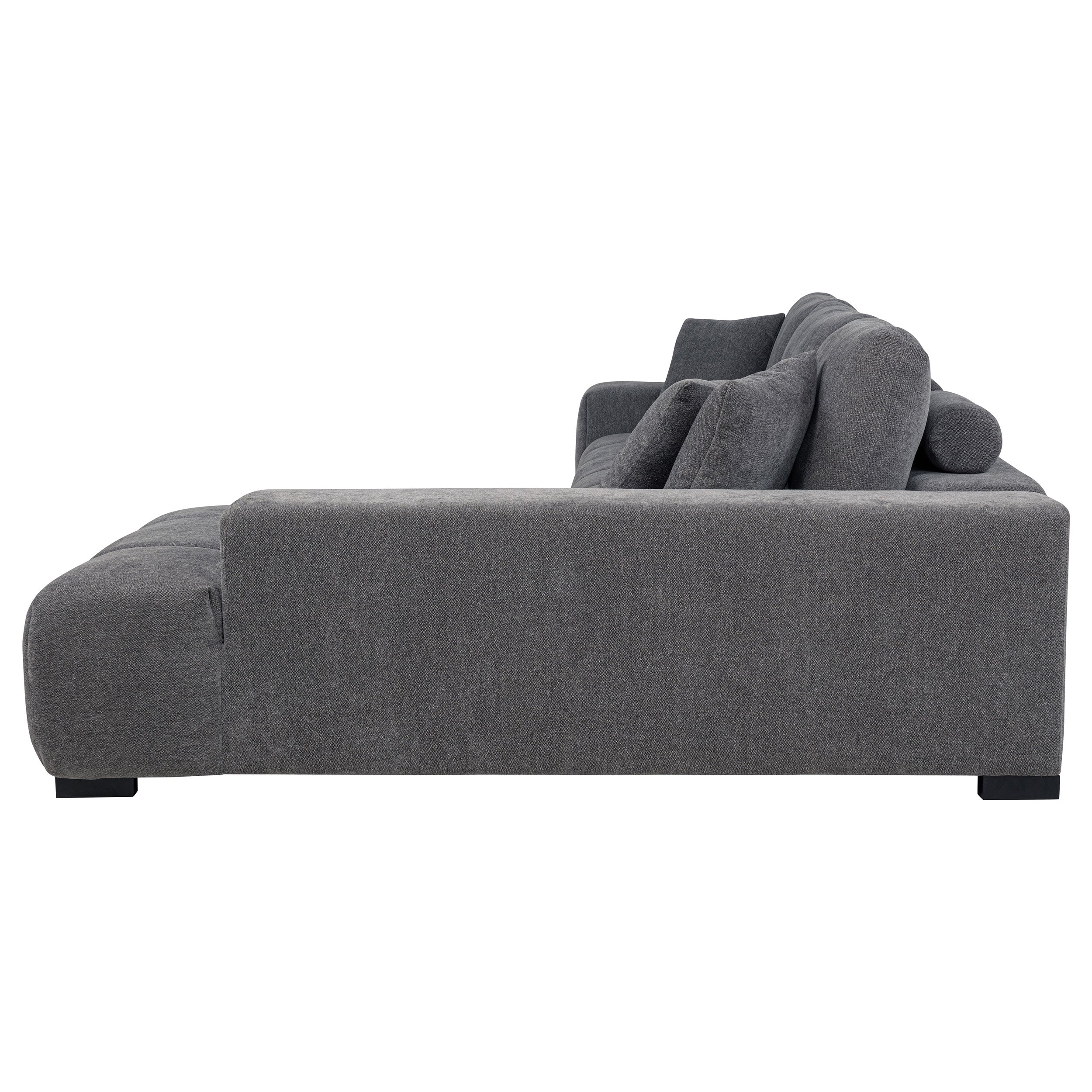 Ochanko Upholstered Sectional Chaise Sofa Charcoal Grey - Image 3