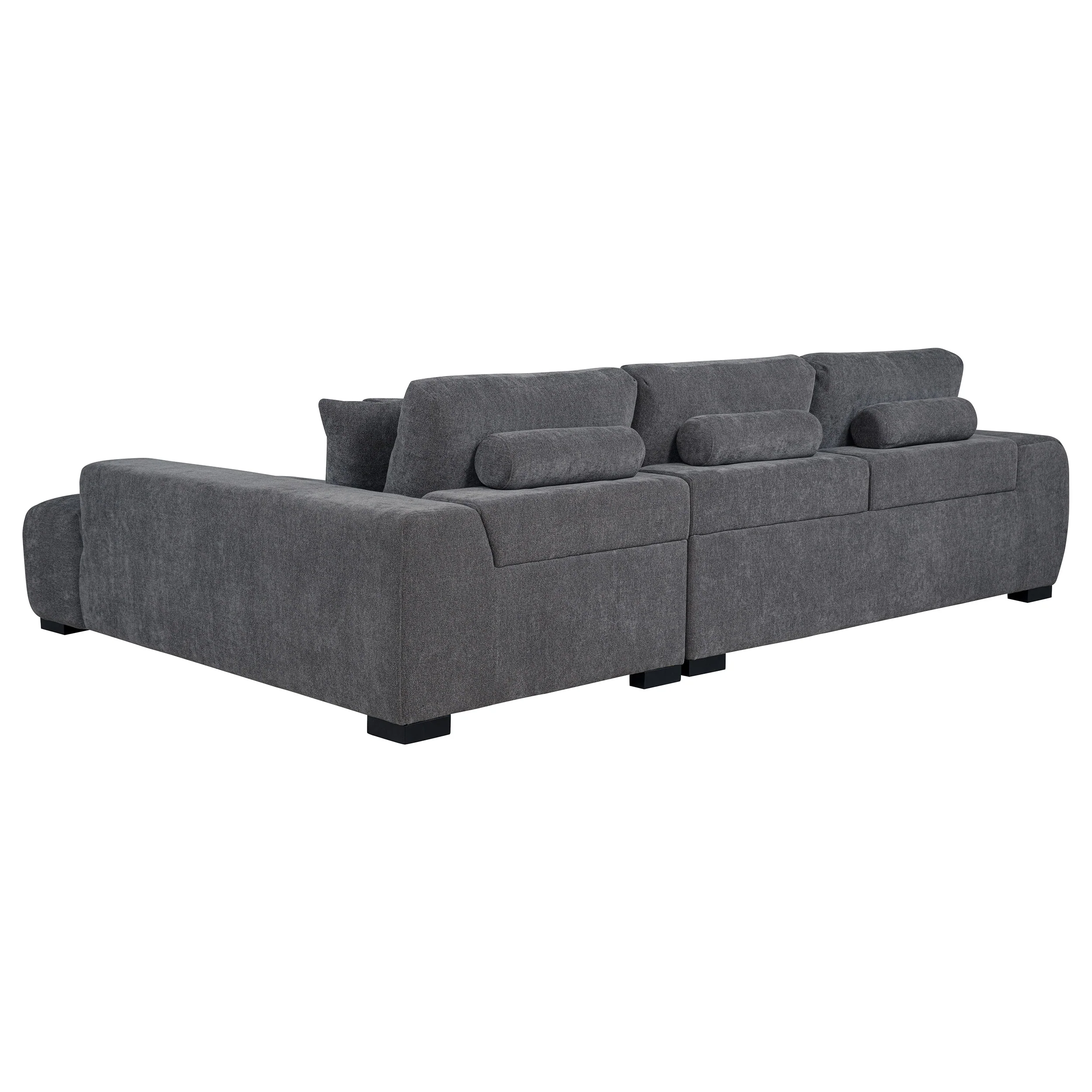 Ochanko Upholstered Sectional Chaise Sofa Charcoal Grey - Image 4