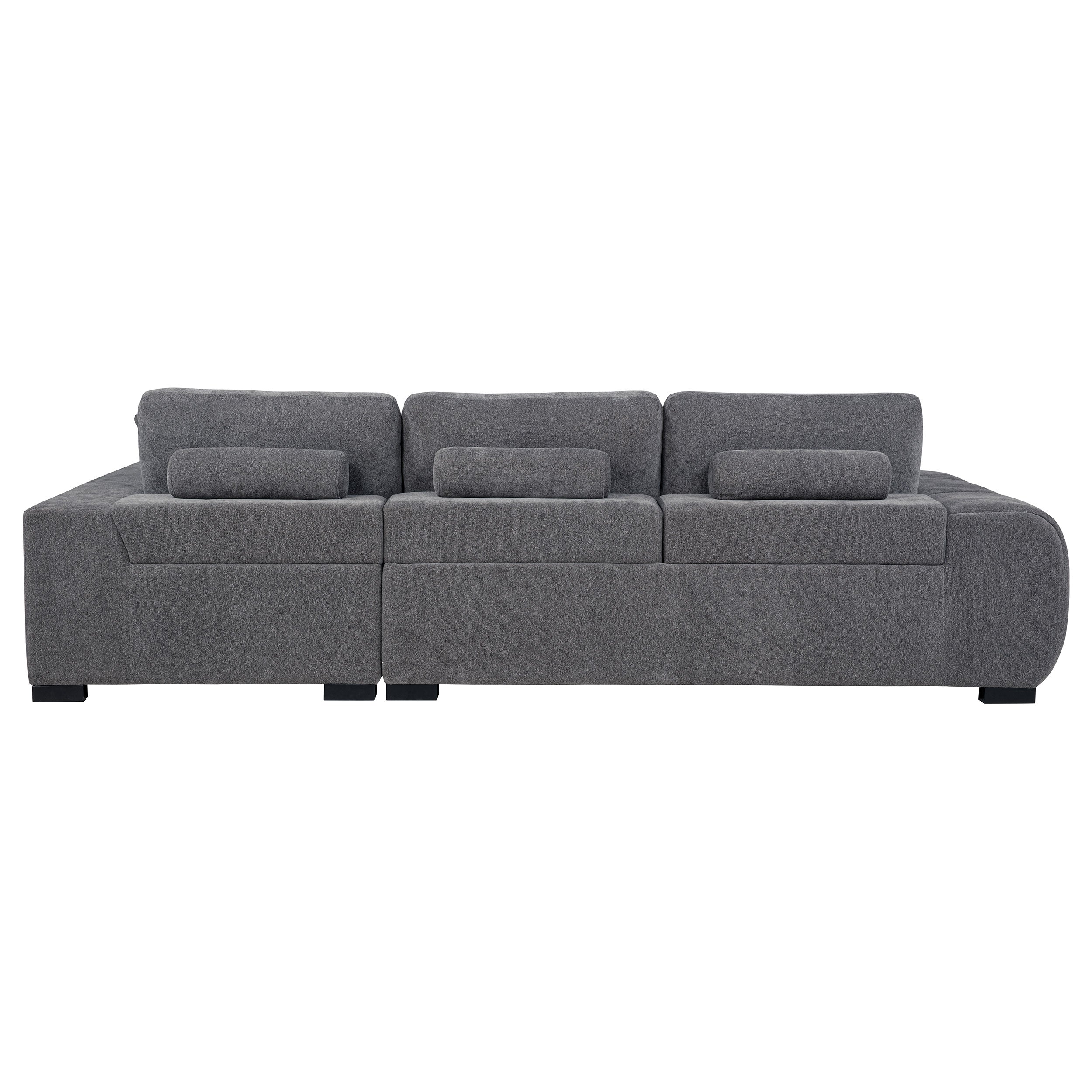 Ochanko Upholstered Sectional Chaise Sofa Charcoal Grey - Image 5