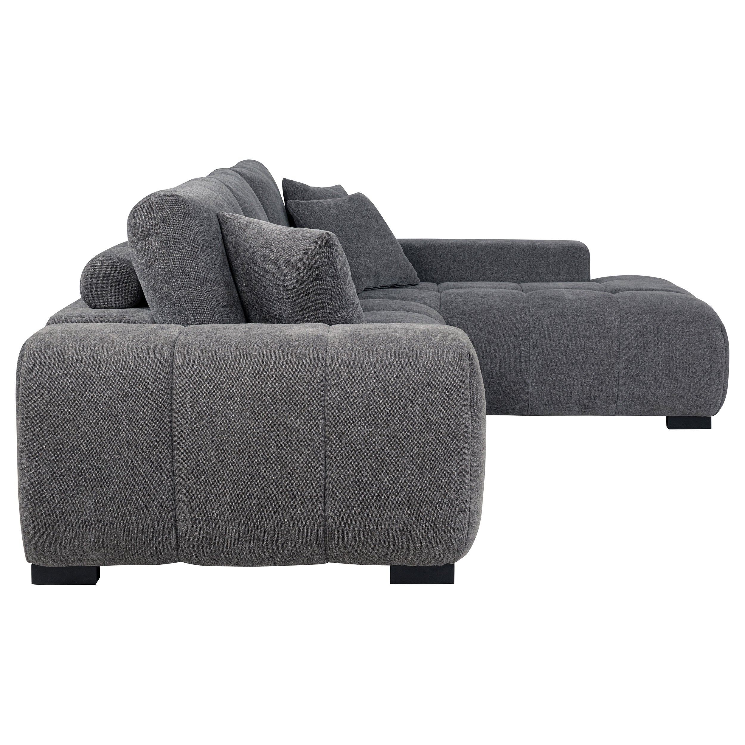 Ochanko Upholstered Sectional Chaise Sofa Charcoal Grey - Image 6