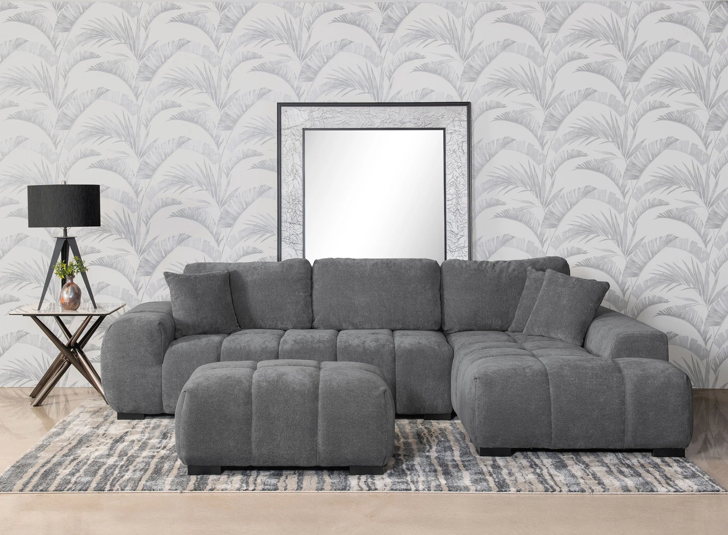 Ochanko Upholstered Sectional Chaise Sofa Charcoal Grey - Image 7