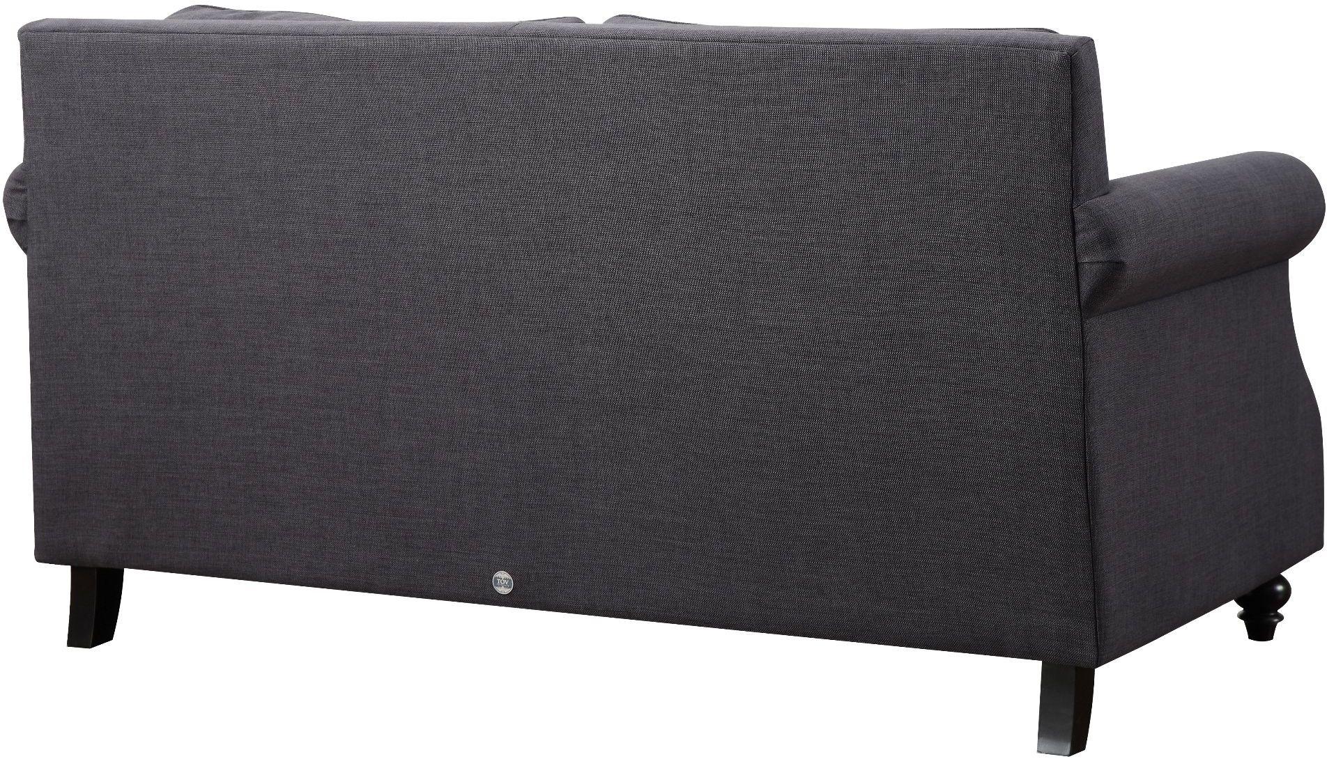 Peele Grey Linen Loveseat - Image 4