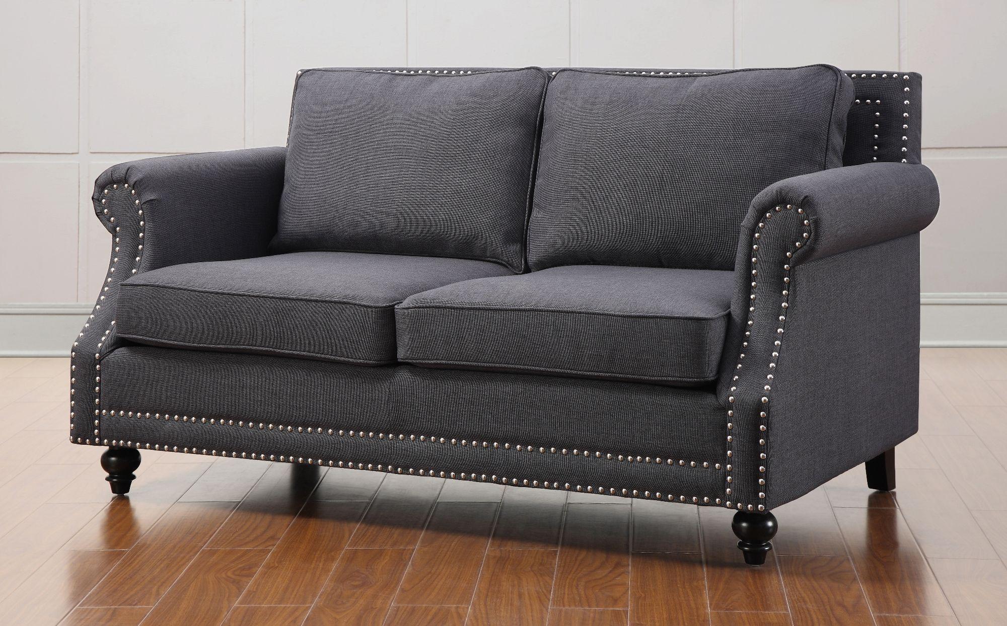 Peele Grey Linen Loveseat - Image 6