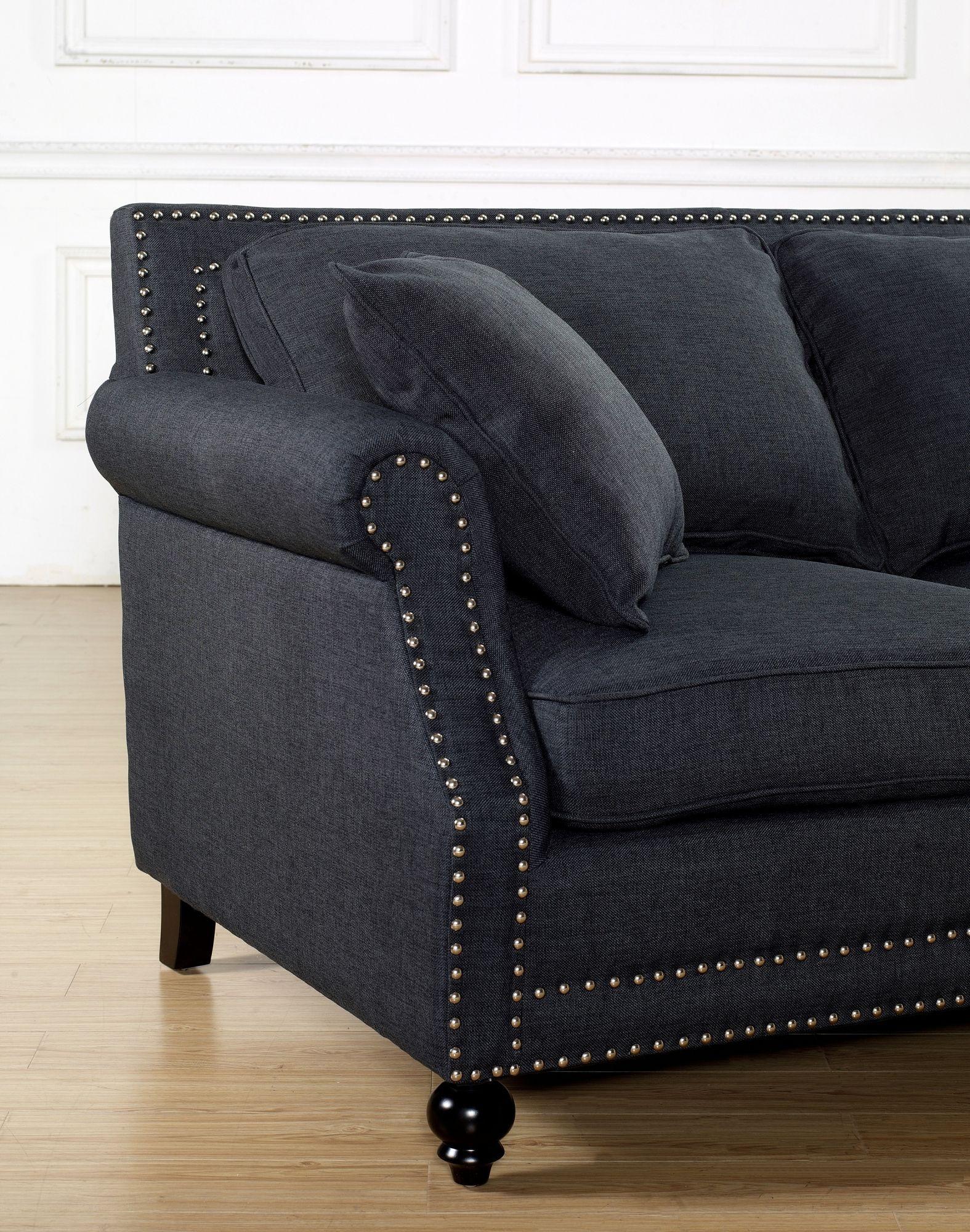 Peele Grey Linen Loveseat - Image 8